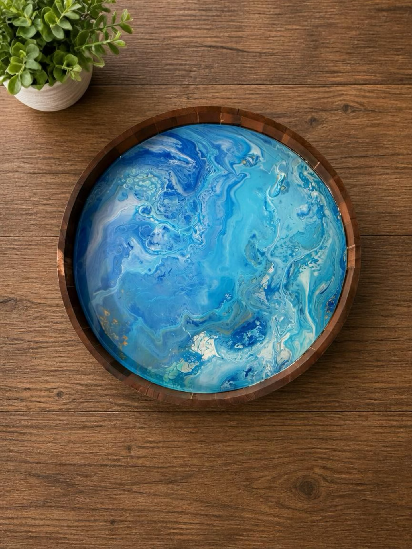 “Celestial Tide” Handcrafted 16‑Inch Wooden Tray