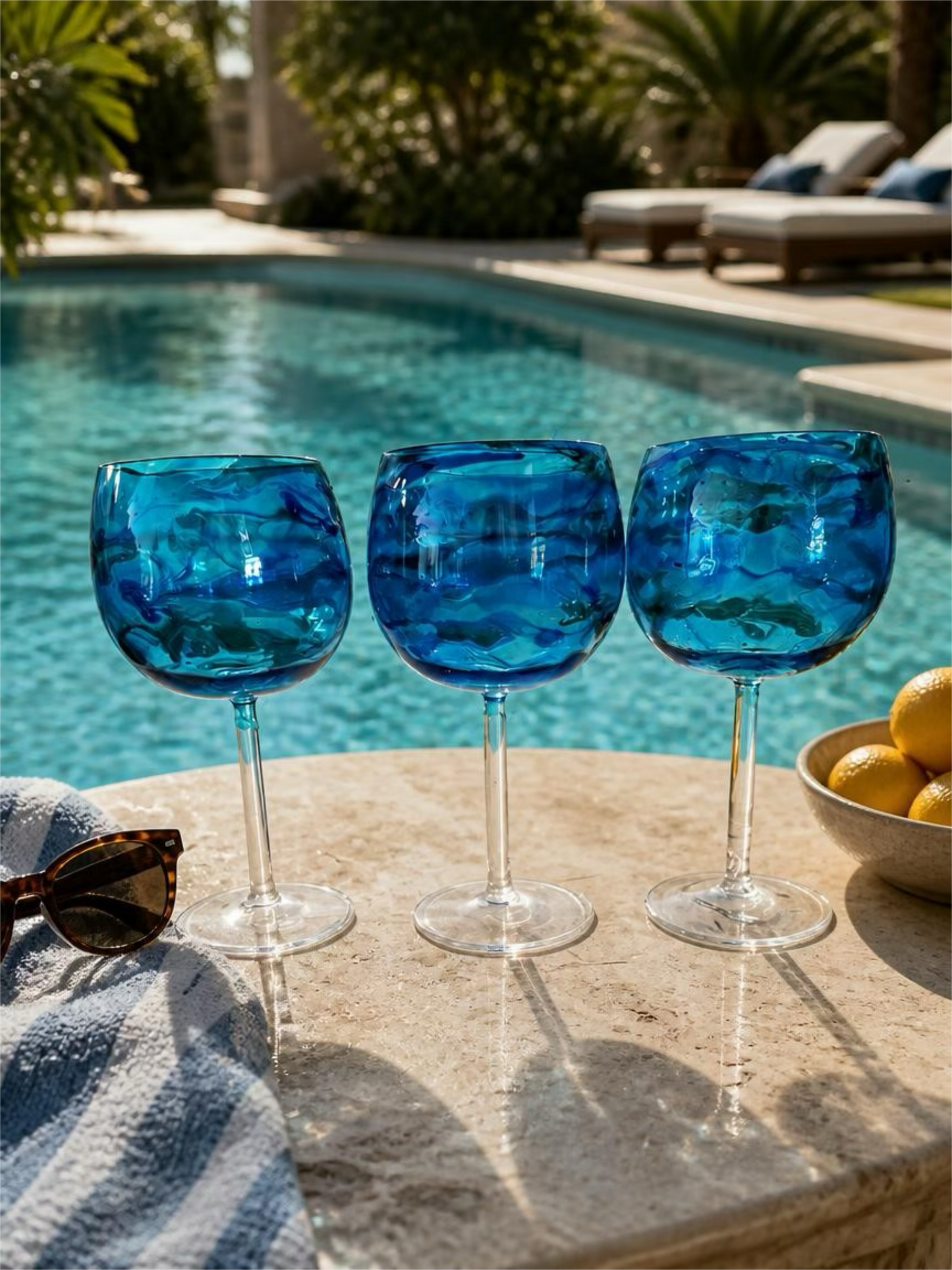 Ocean Wave Acrylic Wine Glass – Durable Teal & Blue Outdoor Goblet