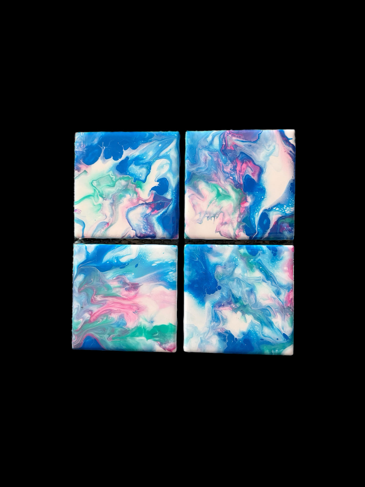 Cotton Candy Skies Hand-Painted Resin Coaster Set (4-Piece)