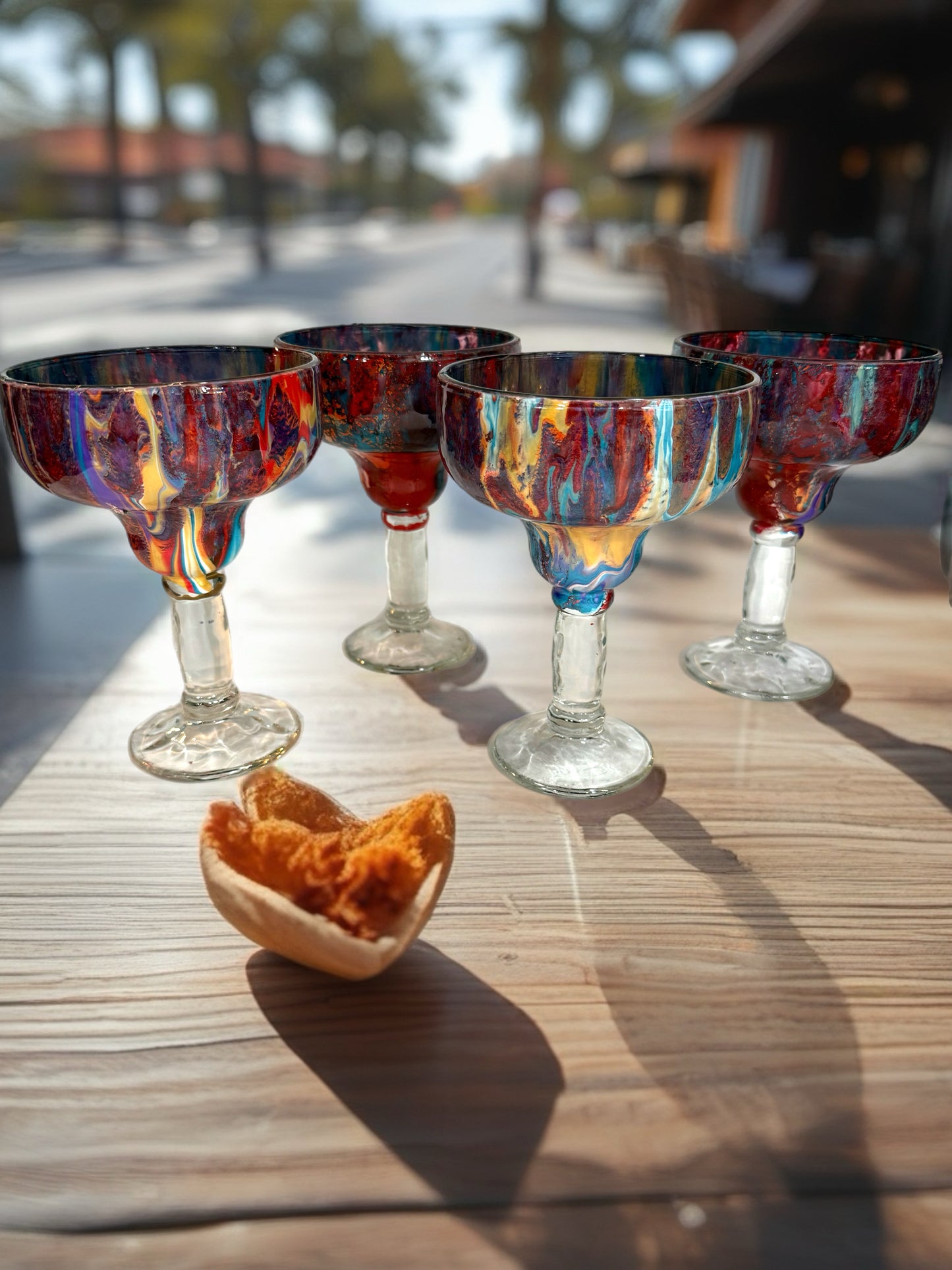 Hand‑Painted Red Cascade Margarita Glass