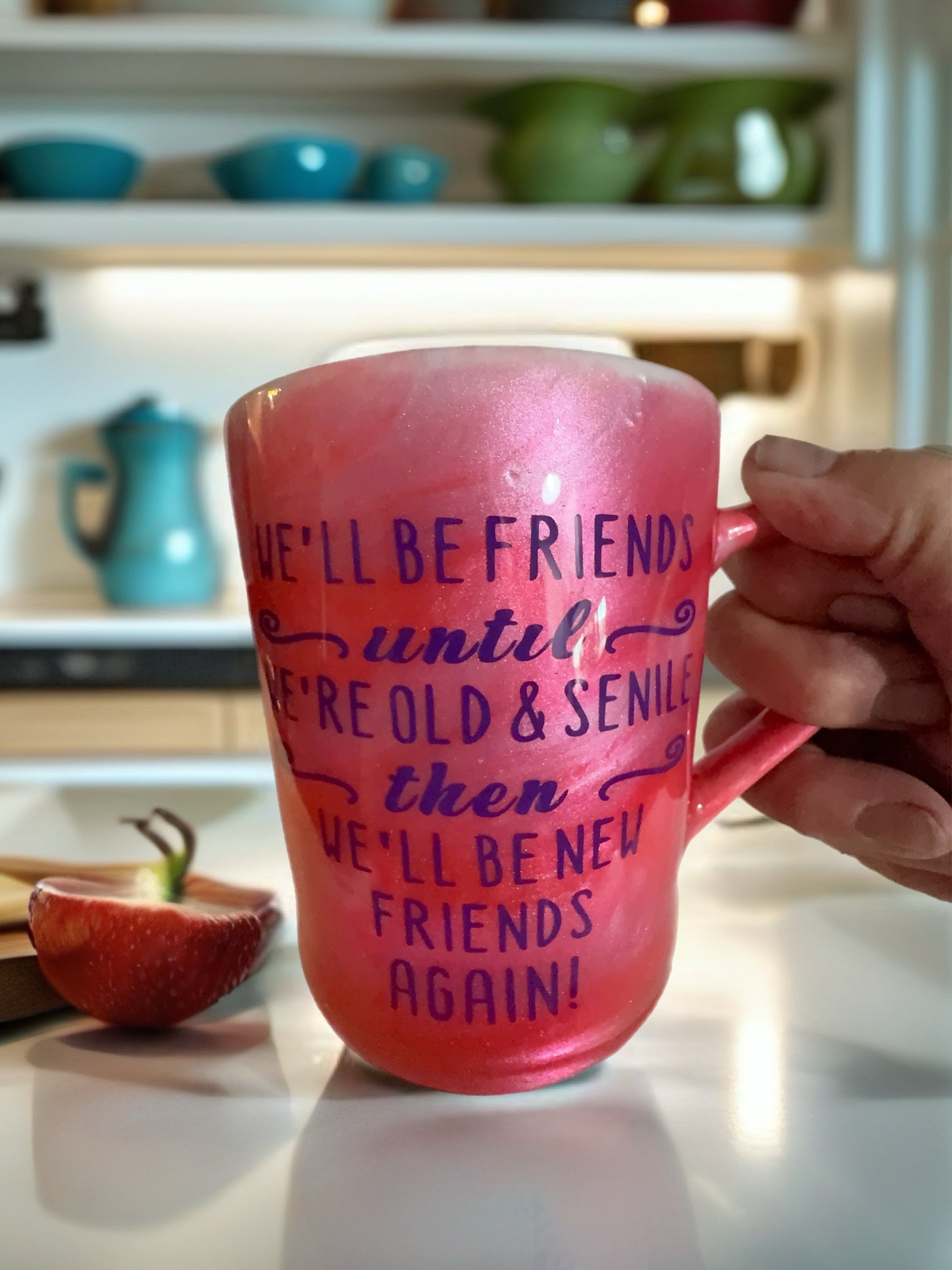 "Forever Friends" Artisan Marbled Crimson Mug