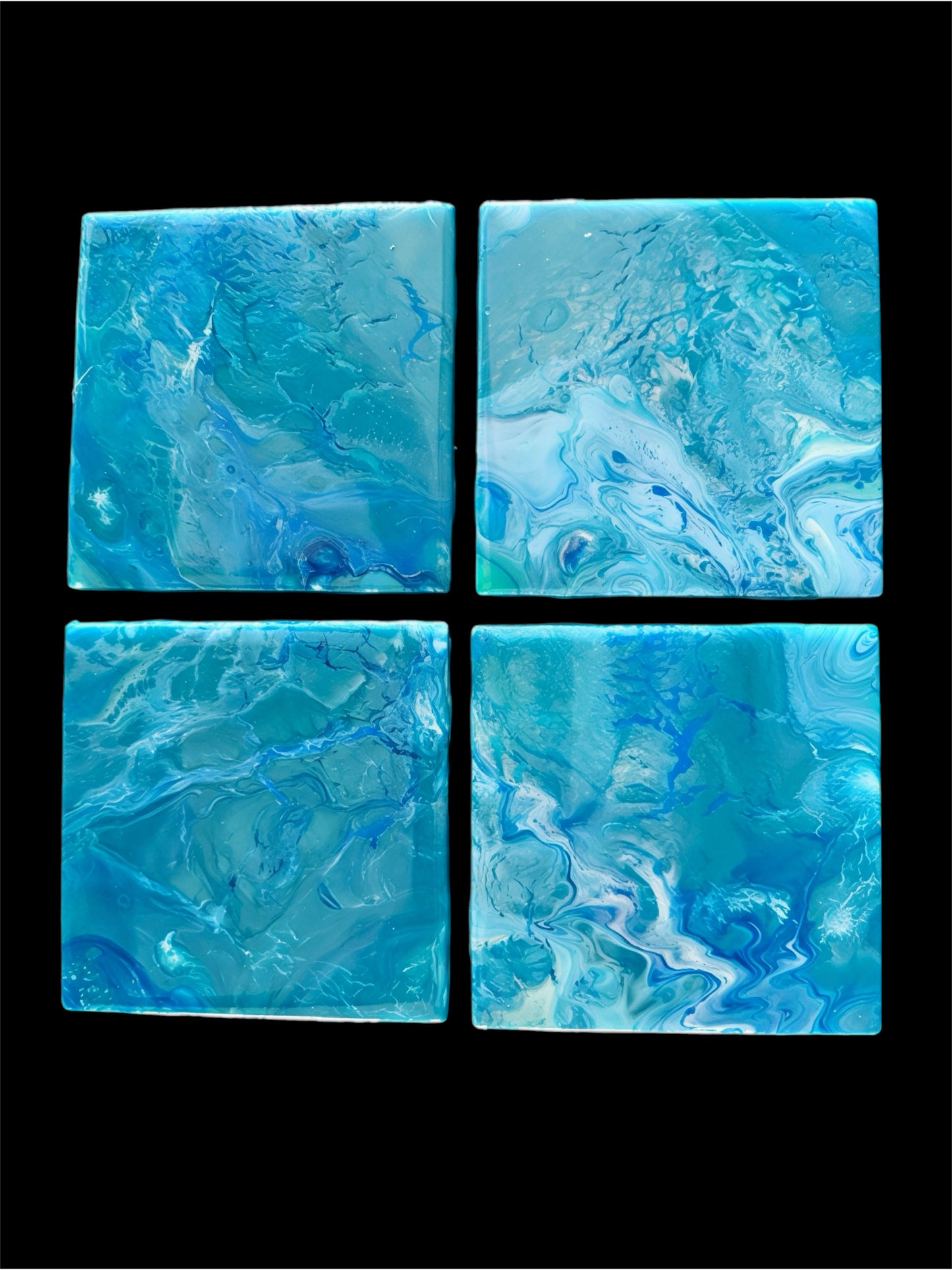 Ocean Breeze Fluid Art Set of 4 Coasters
