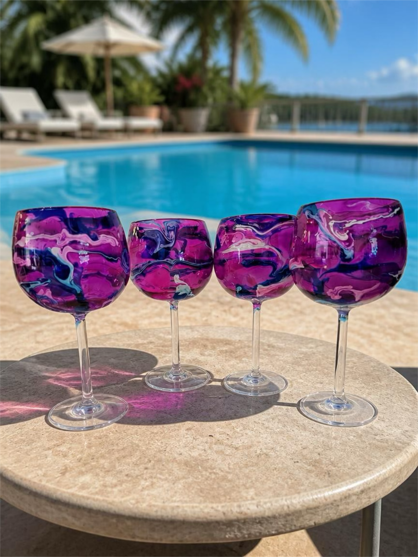 Twilight Marble Acrylic Wine Glass – Durable Purple & Blue Outdoor