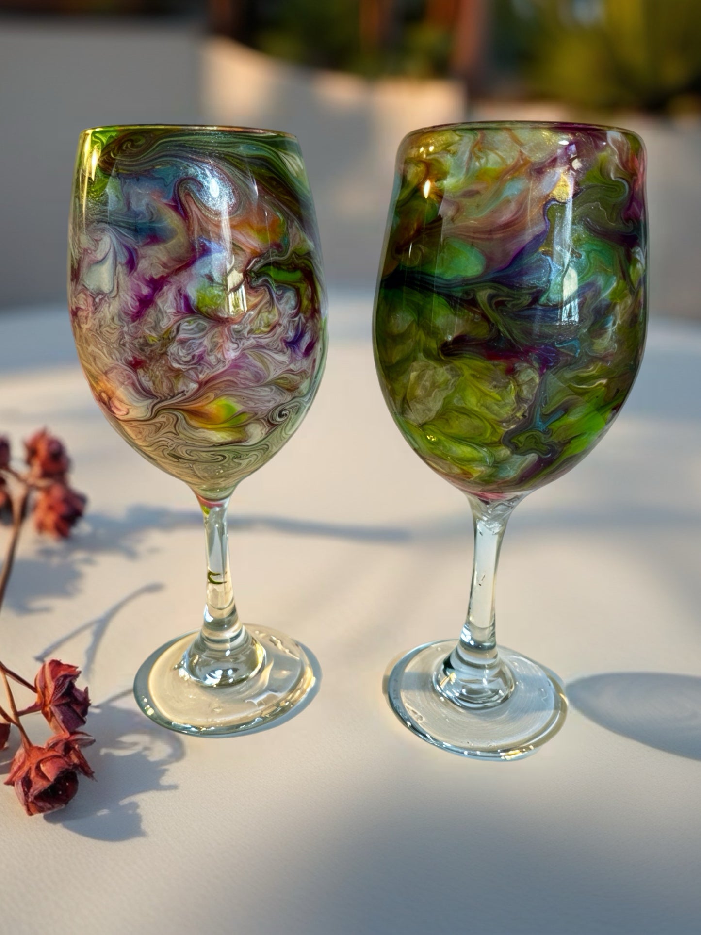 Color Fusion Hand‑Painted Wine Glass