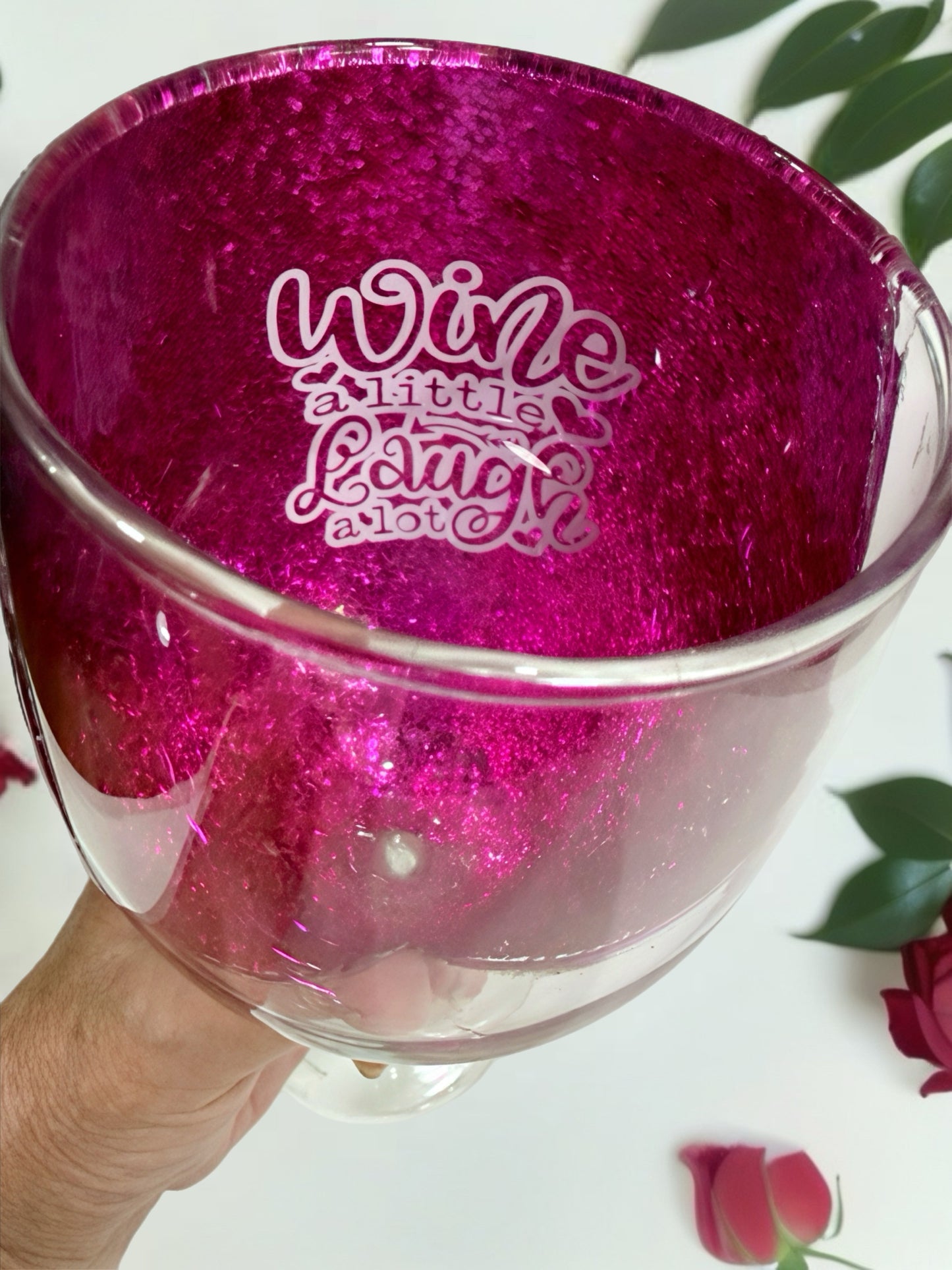 “Wine a Little, Laugh a Lot” Wine Glass