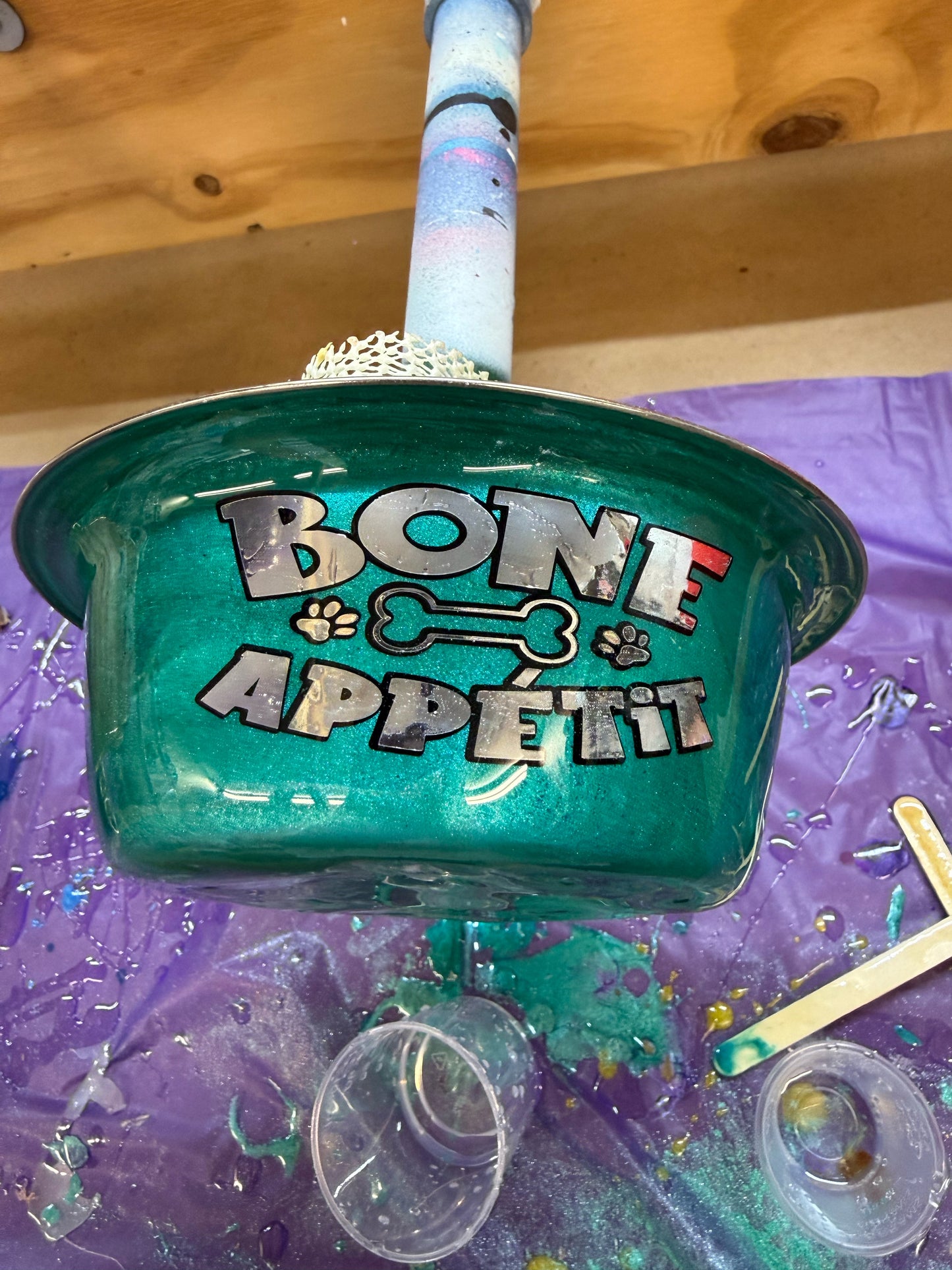 "Bone Appétit" Emerald Glaze Artisan Pet Bowl