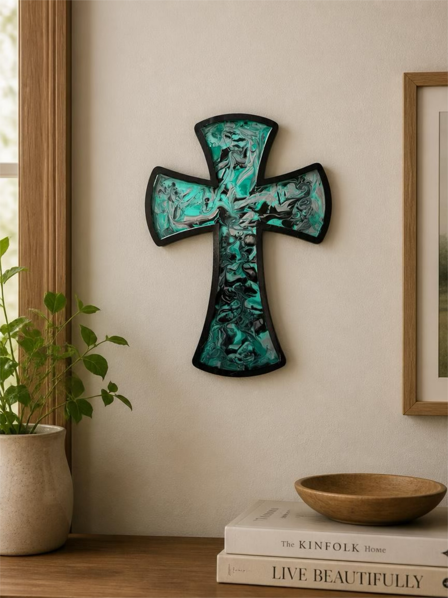 Emerald Waters 12-Inch Wood Cross
