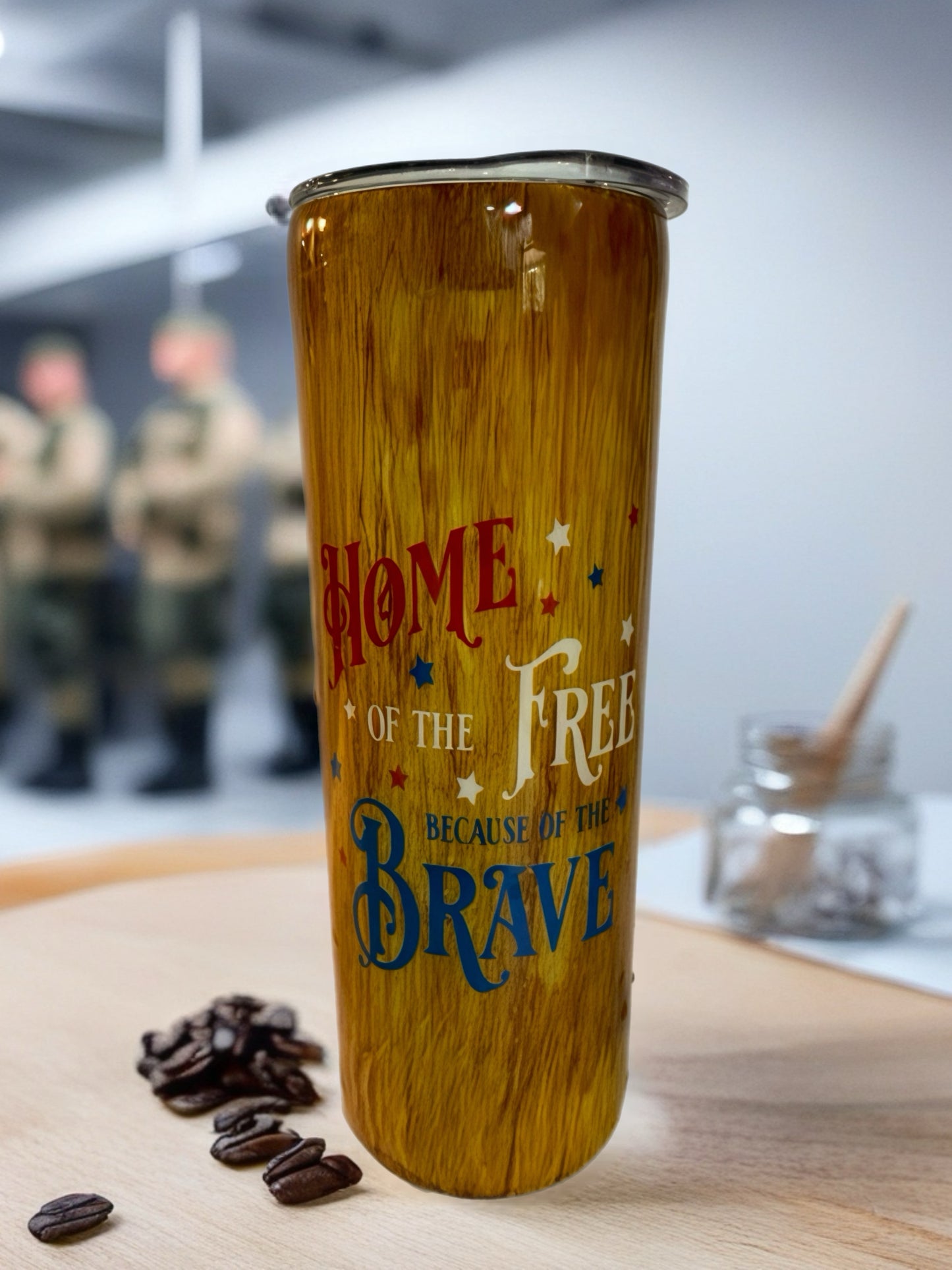 "God Bless America" Rustic Wood-Grain Tumbler