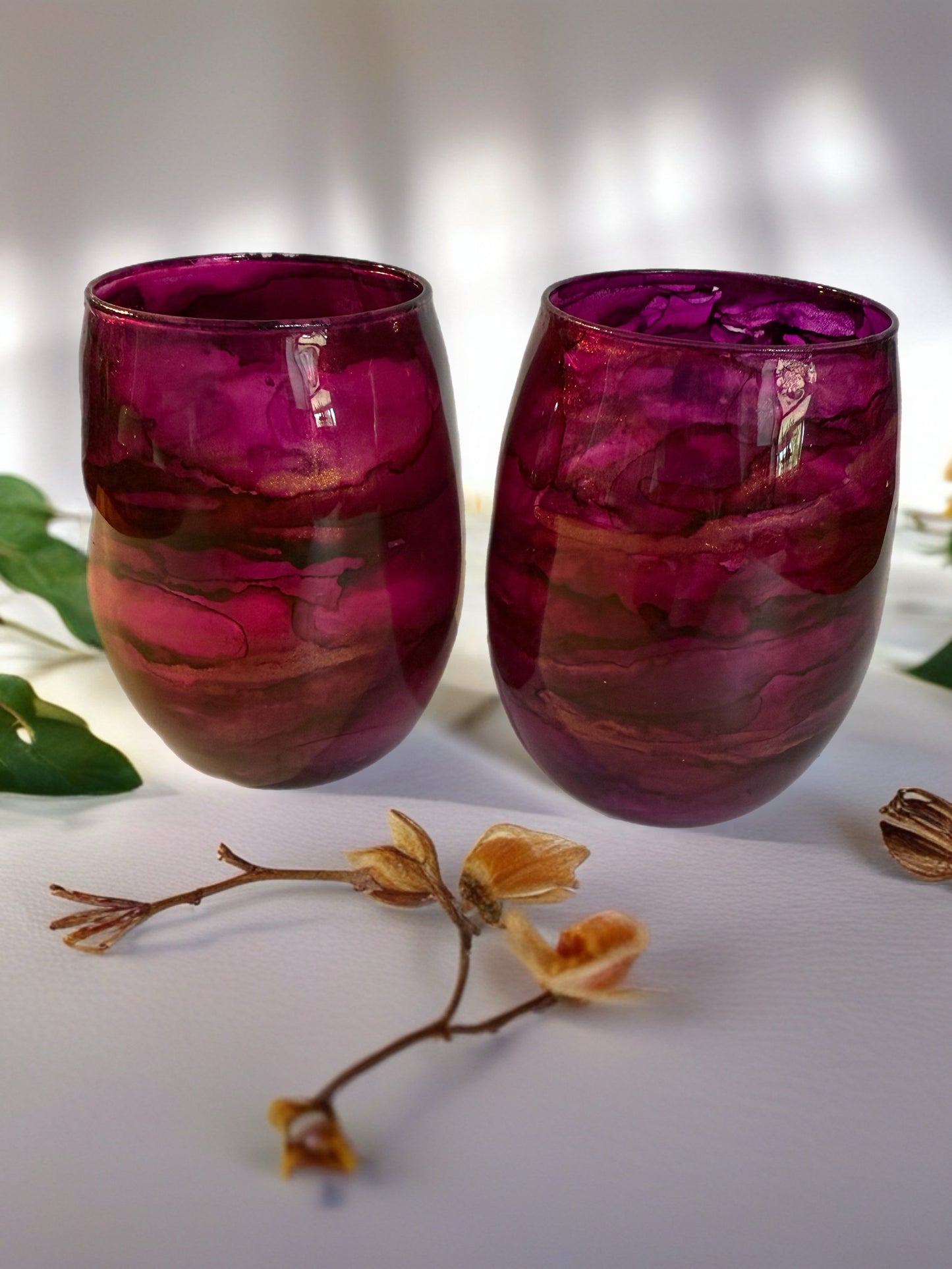 Iris Glow Hand‑Painted Wine Glass