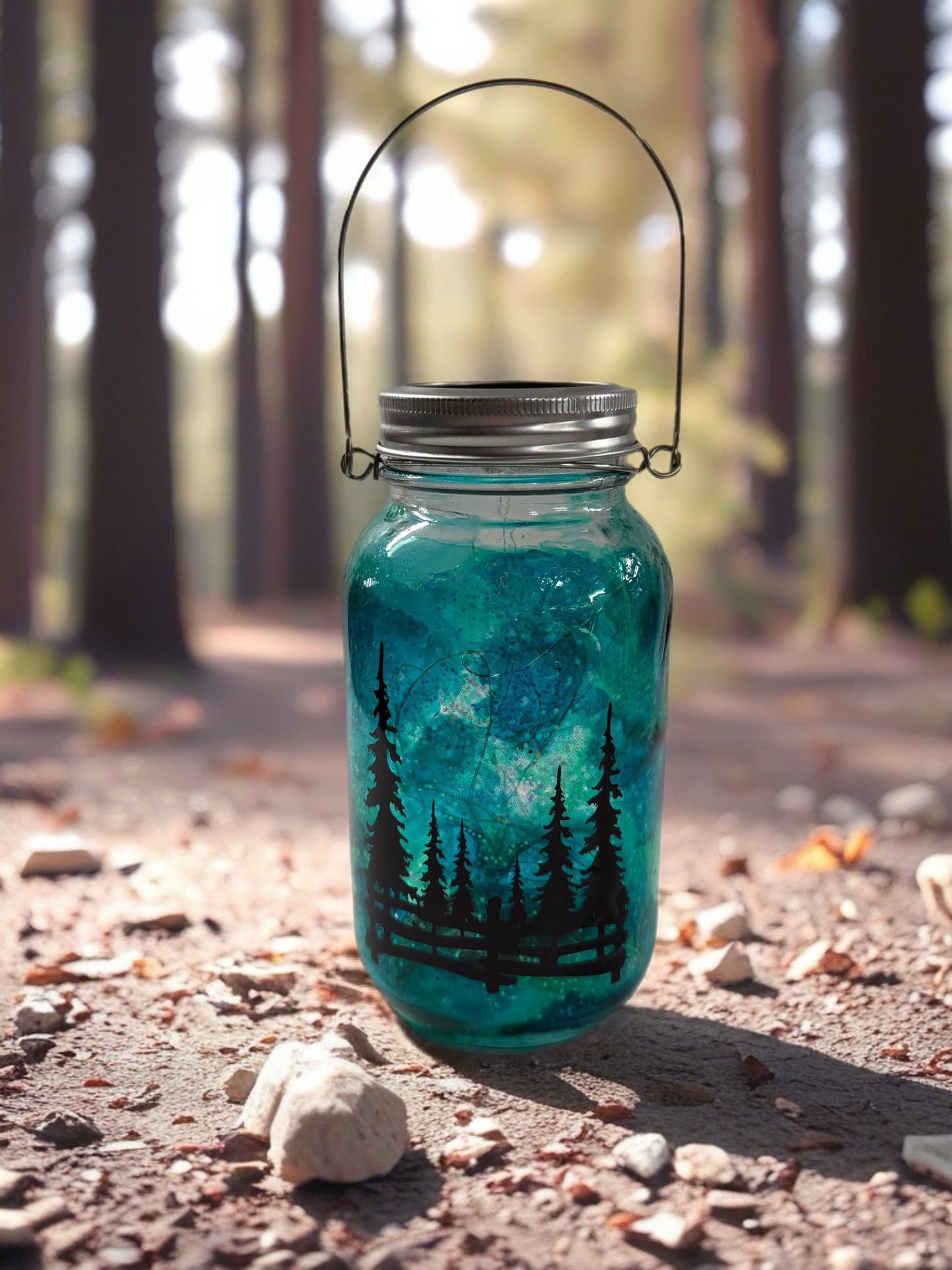 Enchanted Forest Split Rail Fence Solar Lantern