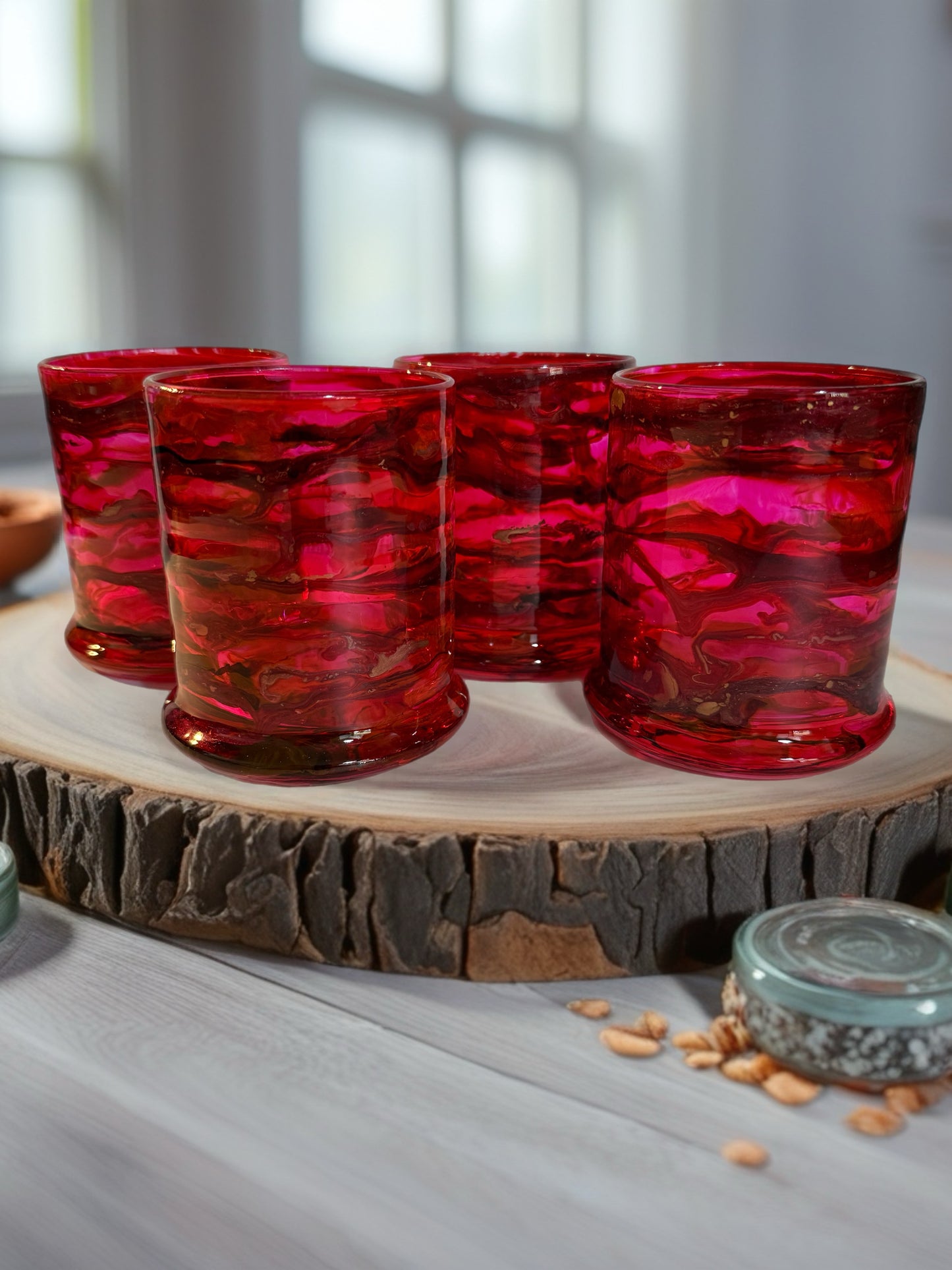Crimson Bloom Whiskey Glass