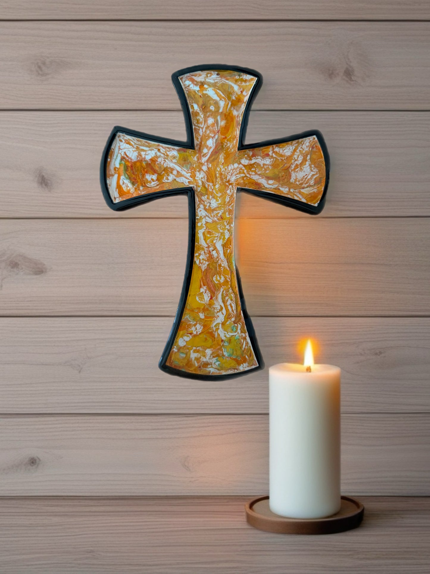 The Amber Glow Artisan 9-inch Wall Cross