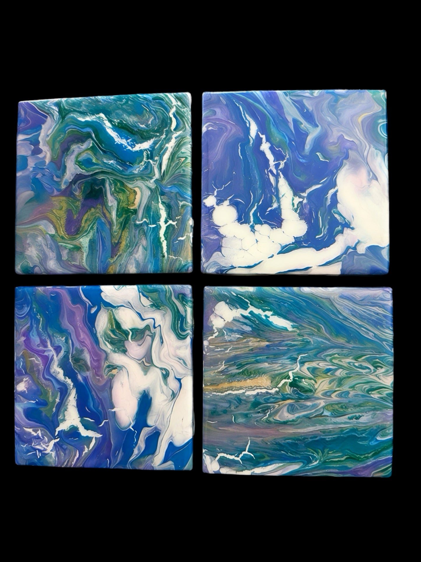 "Celestial Current" Artisan Resin Coaster Set