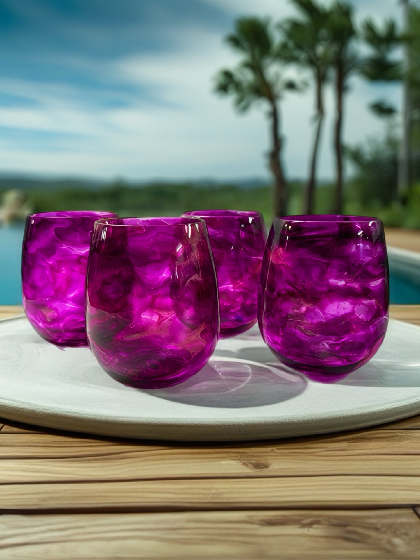 Magenta Marbled Acrylic Wine Glass
