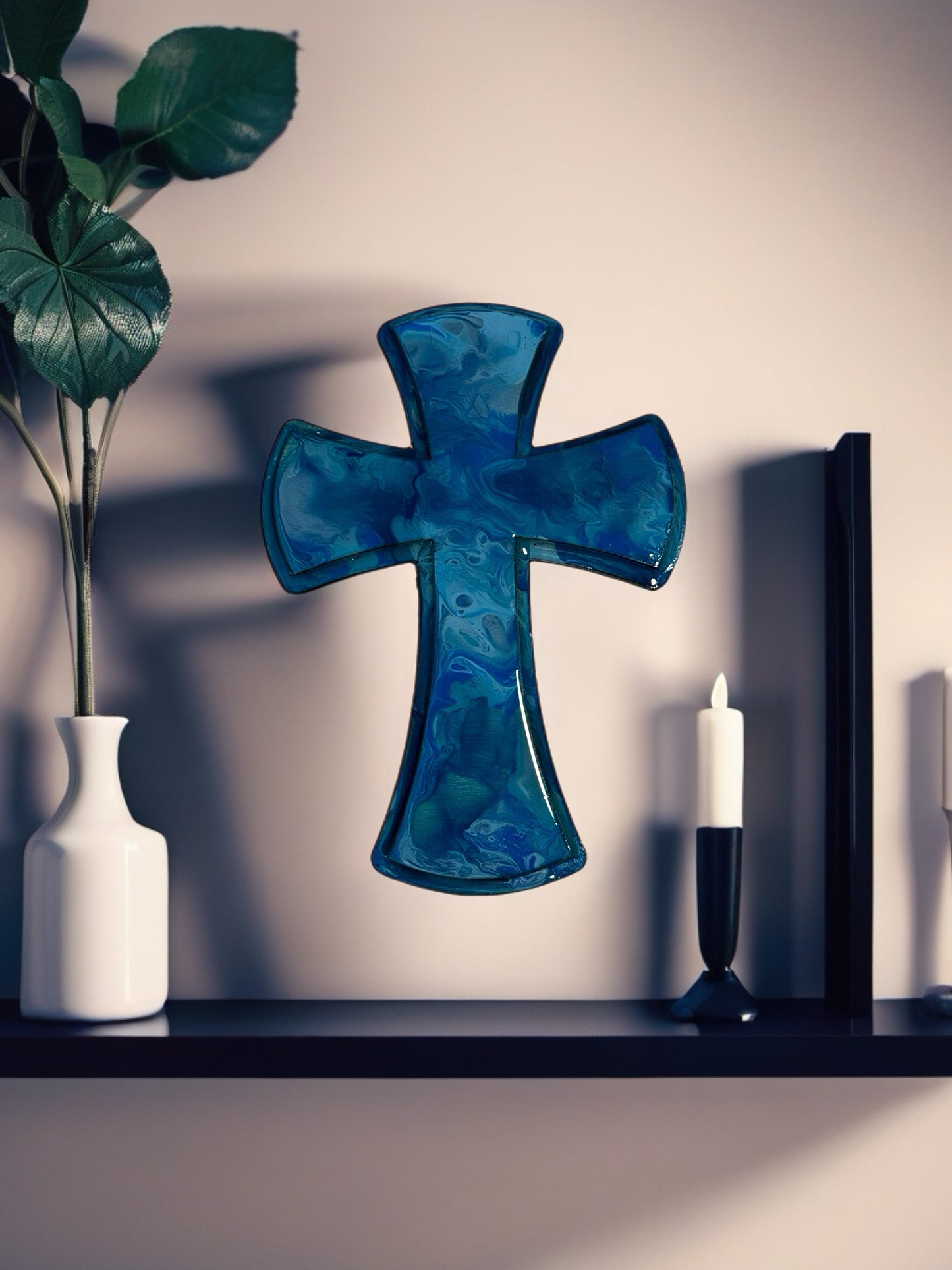 Blue Serenity 12 inch Wall Cross