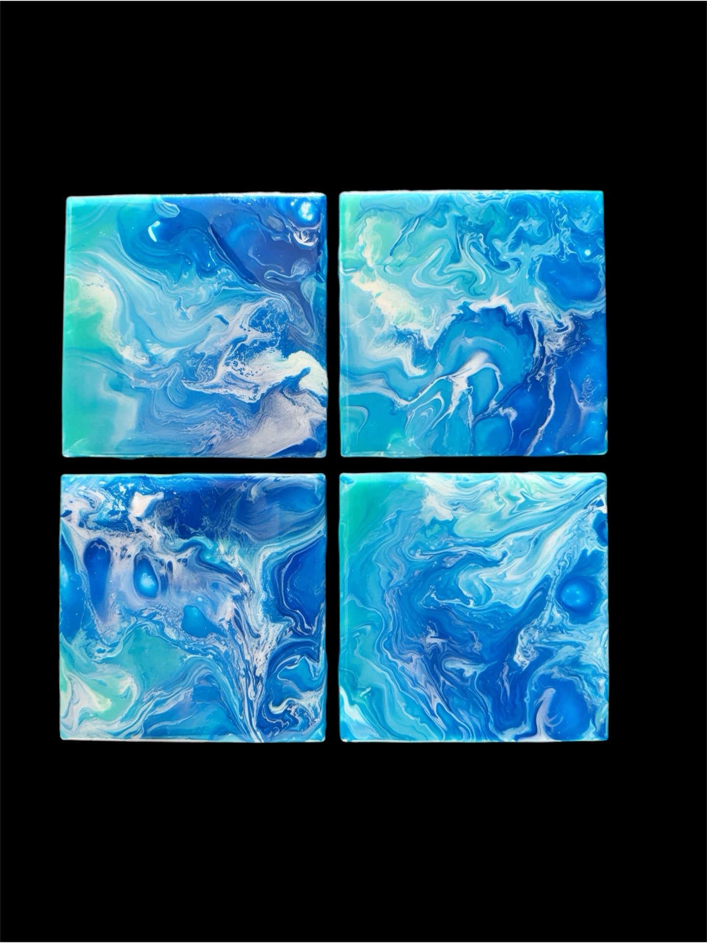 Caribbean Breeze Fluid Art Set of 4 Coasters