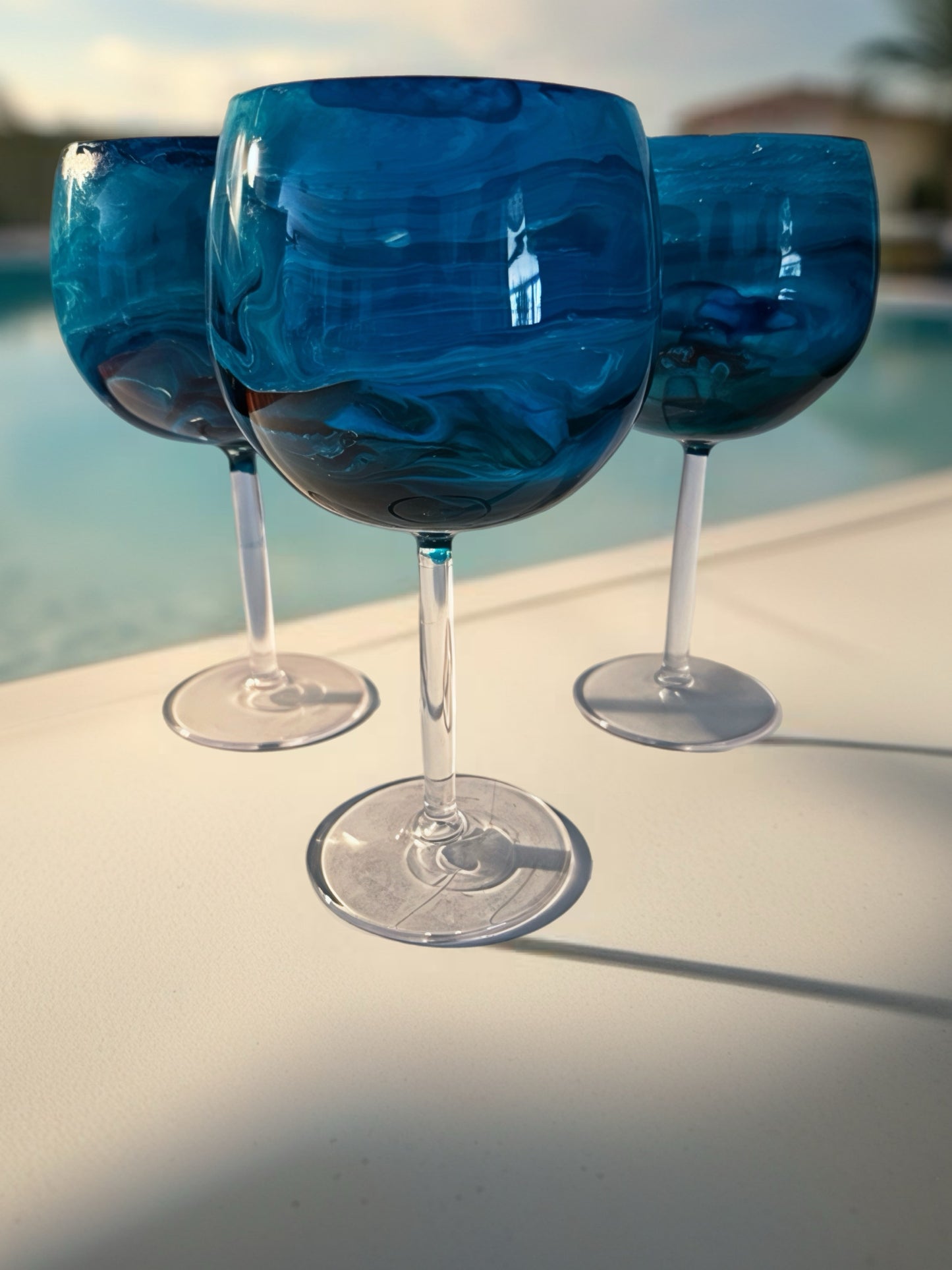 Ocean blue acrylic wine glass