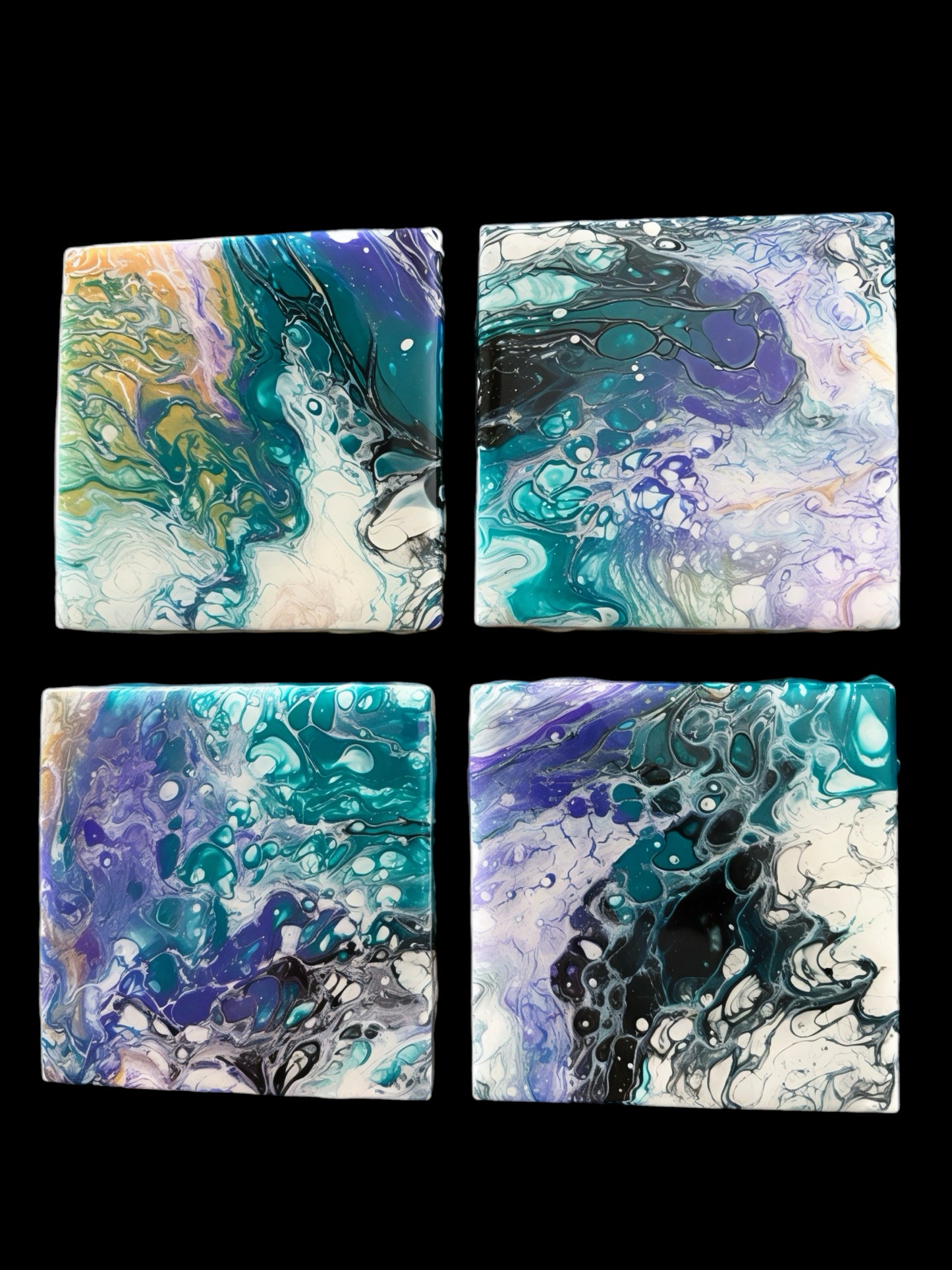 "Galaxy Bloom" Artisan Resin Coaster Set