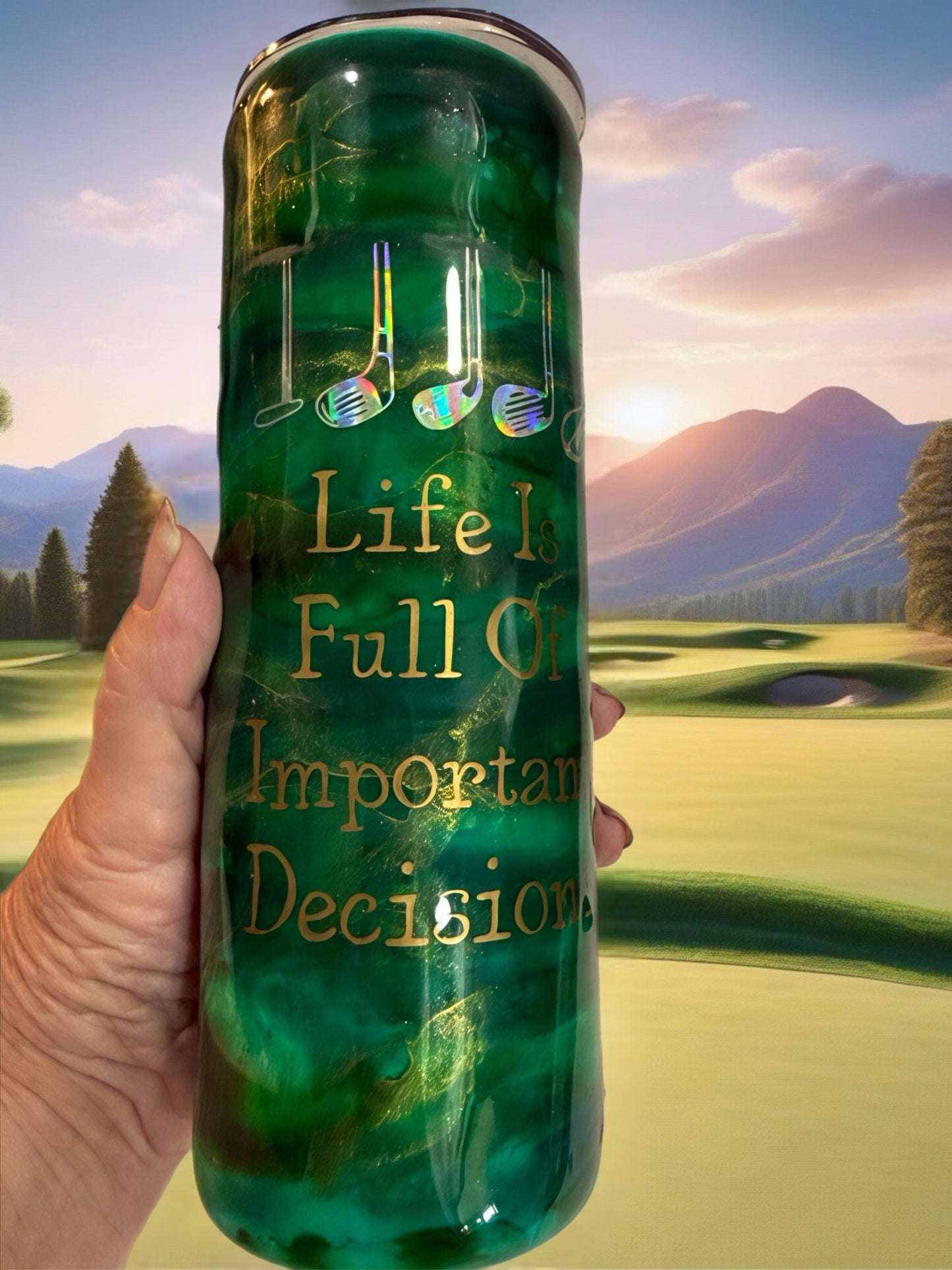 "Important Decisions" Golf Enthusiast Swirl Tumbler