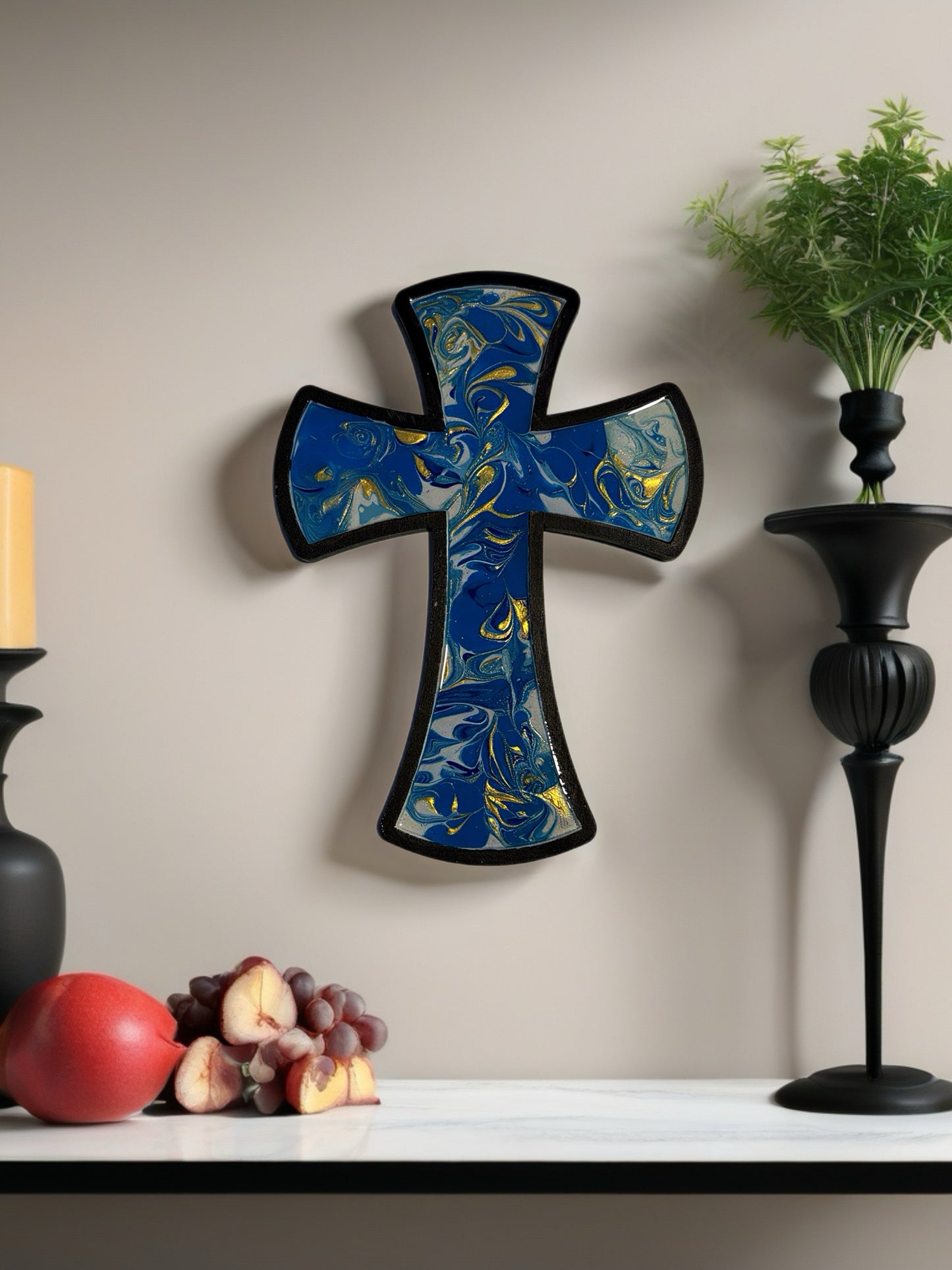 Blue Majesty 12 Inch Wall Cross
