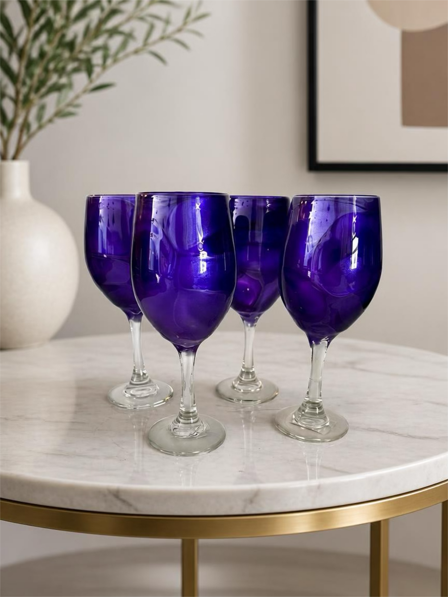 Royal Violet Swirl Hand-Blown Wine Glass