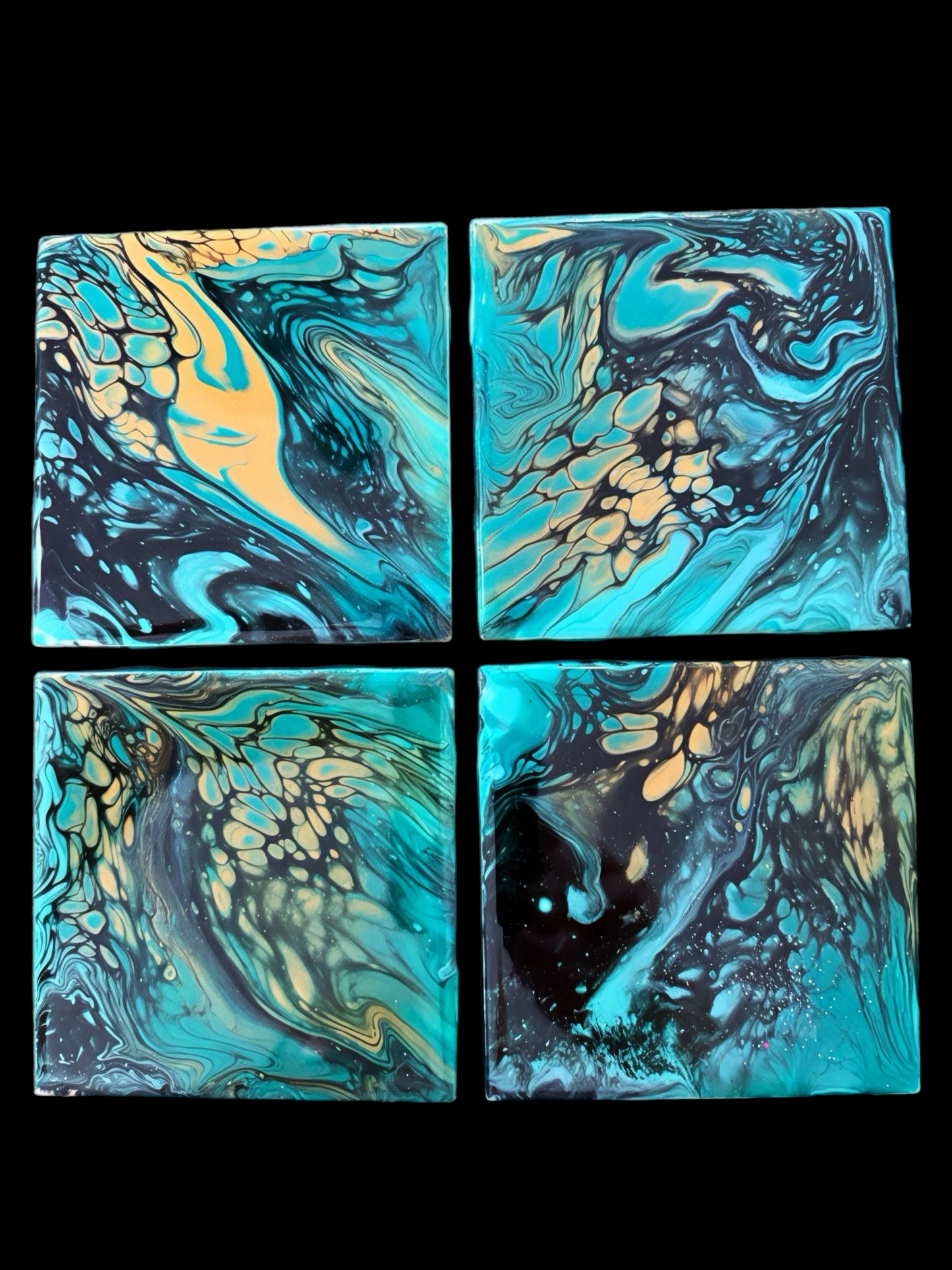 "Abyssal Glow" Artisan Resin Coaster Set