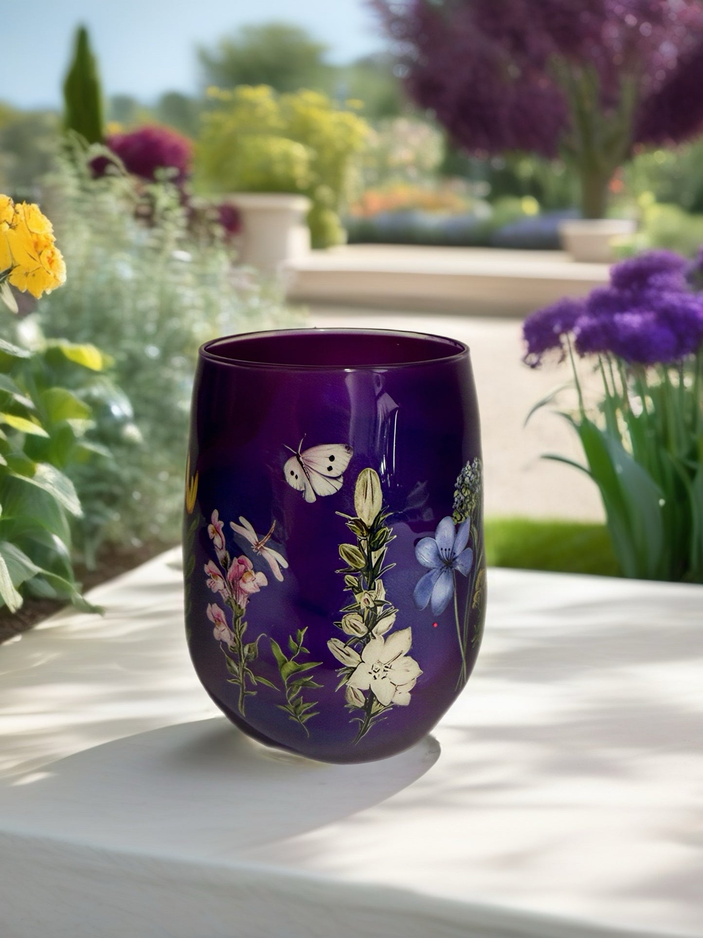 Enchanted Midnight Garden Stemless Glass