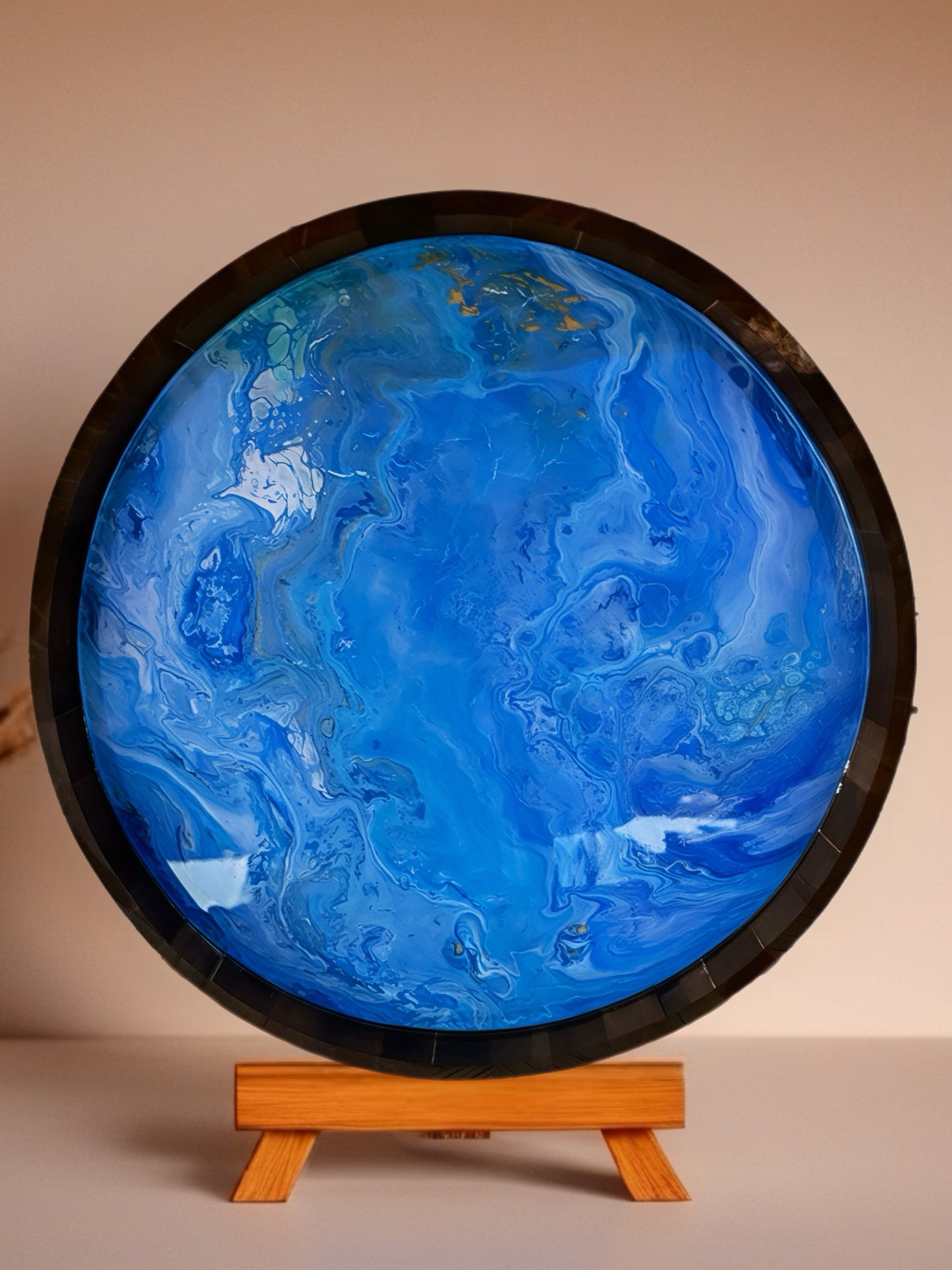 “Celestial Tide” Handcrafted 16‑Inch Wooden Tray