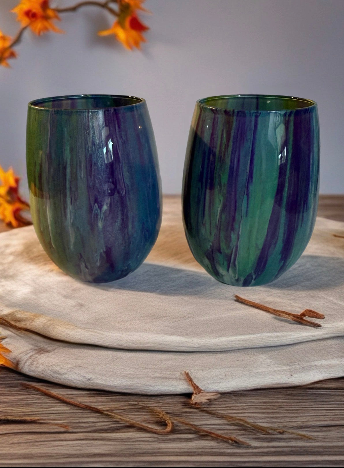 Ocean Twilight Hand‑Painted Wine Glass