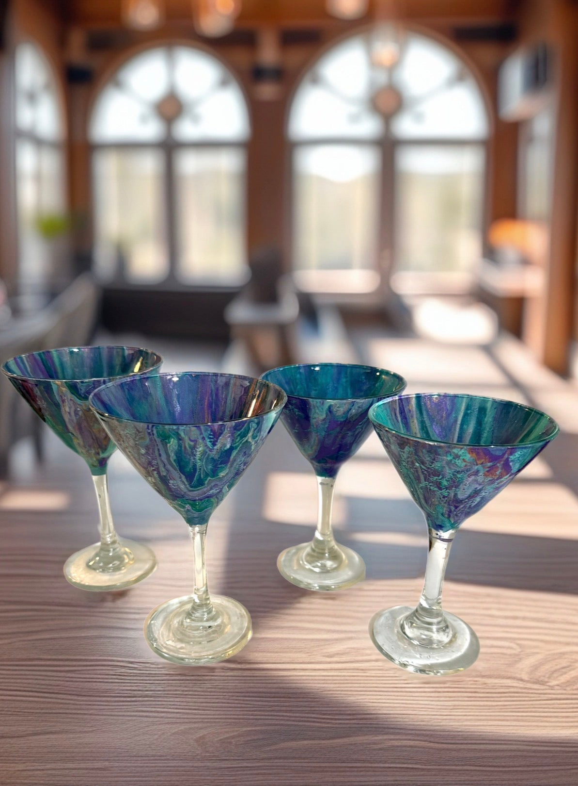 "Celestial Tide" Handcrafted Artisan Martini Glass