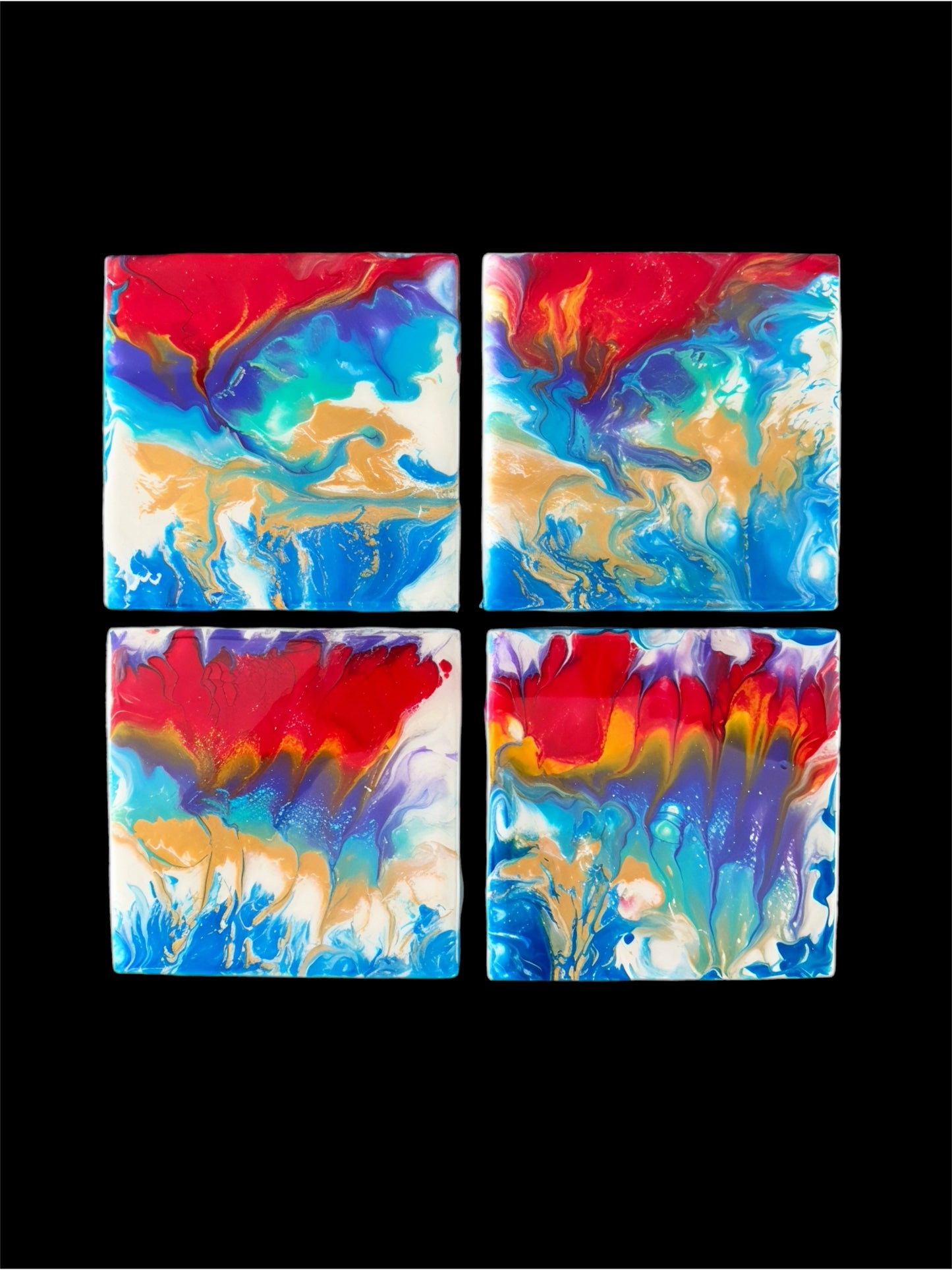 Fiesta Coastline Fluid Art Set of 4 Coasters