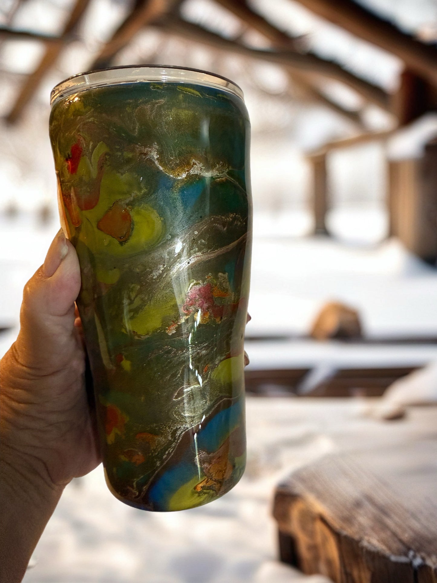 Handcrafted Multicolor Marbled Stainless Steel Tumbler