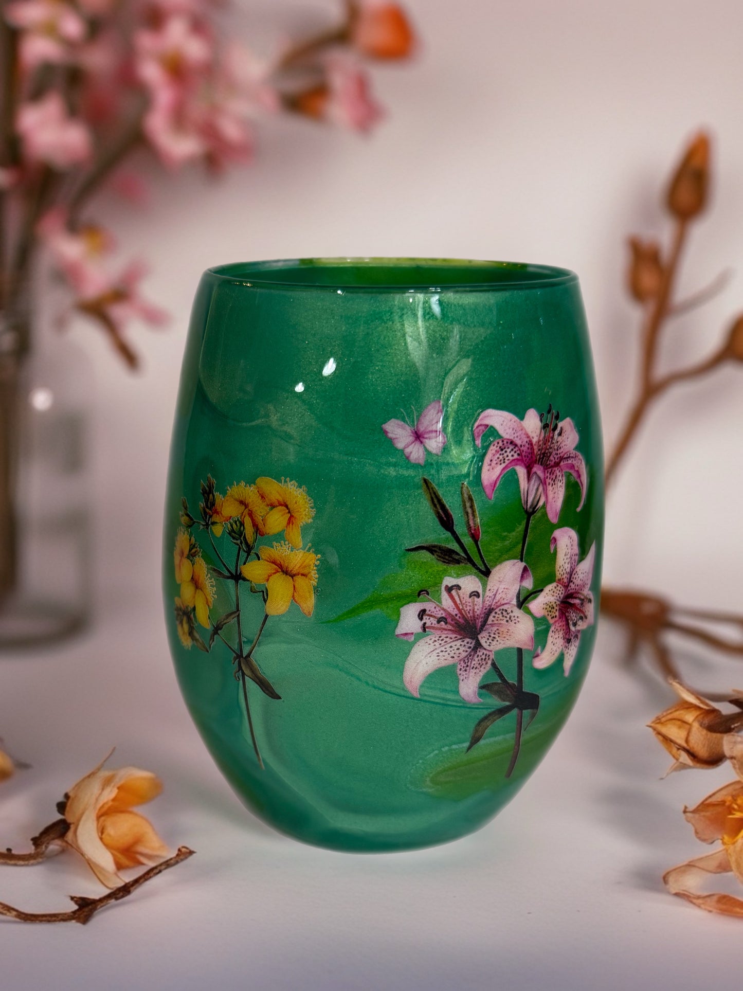 Shimmering Garden Stemless Glass