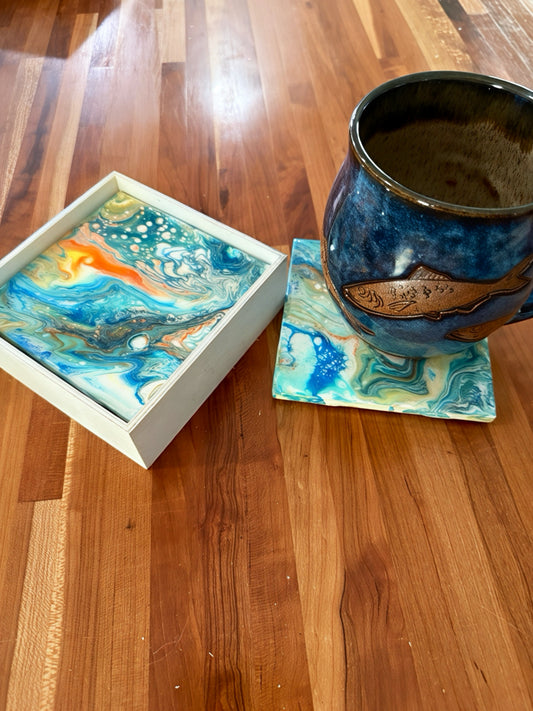 Sunset Surf Artisan Coaster Set