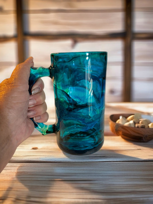 Hand‑Painted Blue Ridge Beer Mug