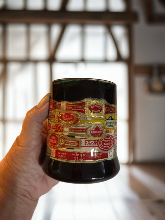 Vintage Cigar Label Whiskey Glass
