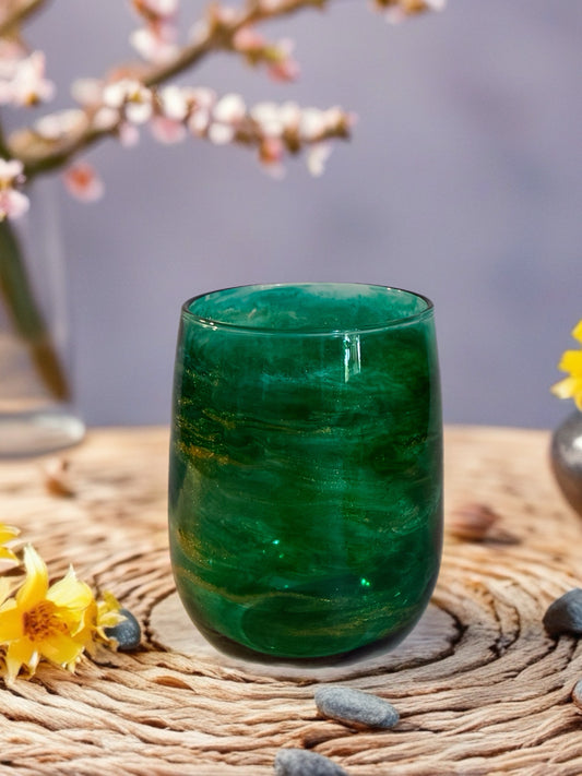 Spring Meadow Hand‑Painted Wine Glass