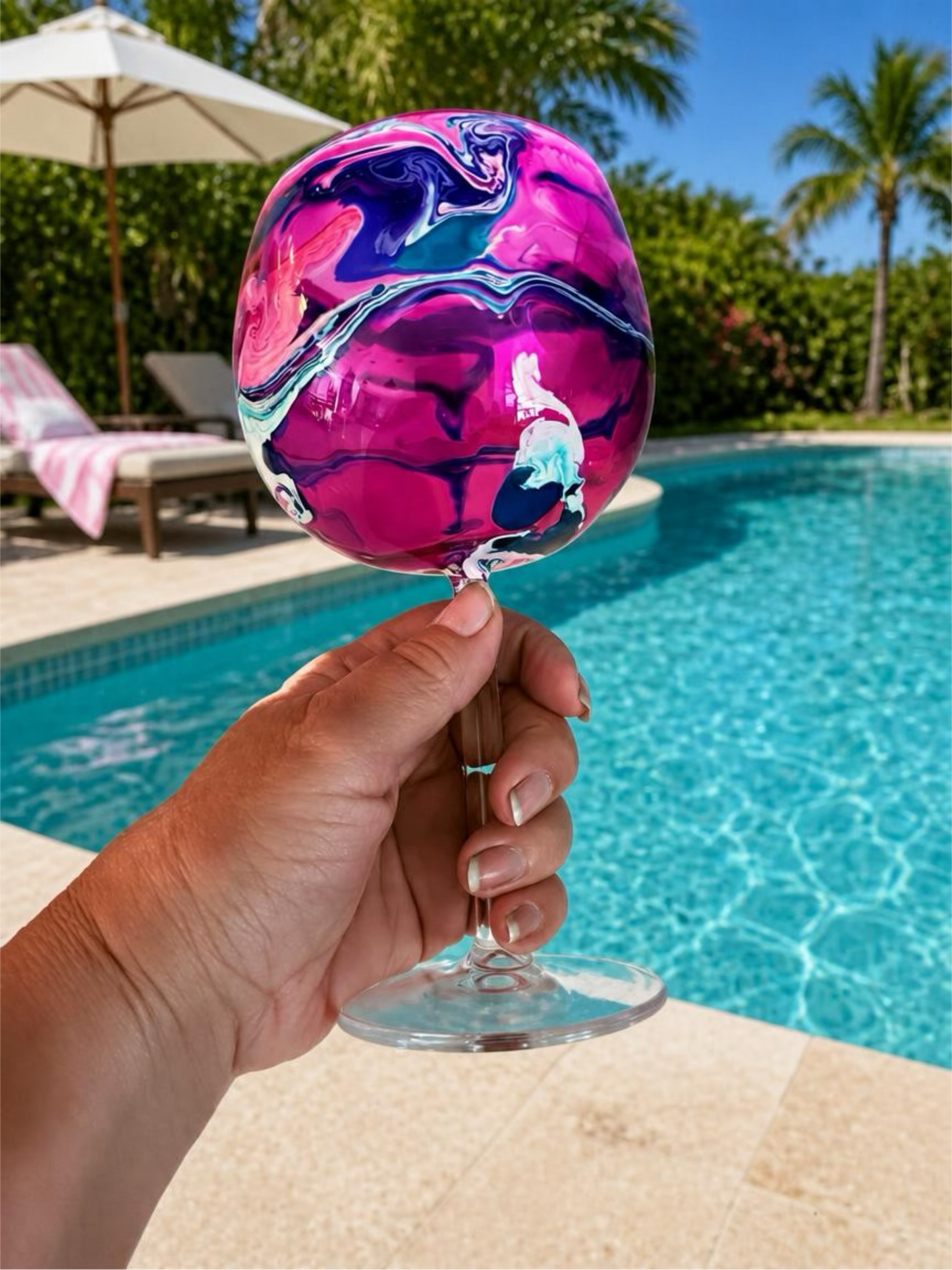Twilight Marble Acrylic Wine Glass – Durable Purple & Blue Outdoor