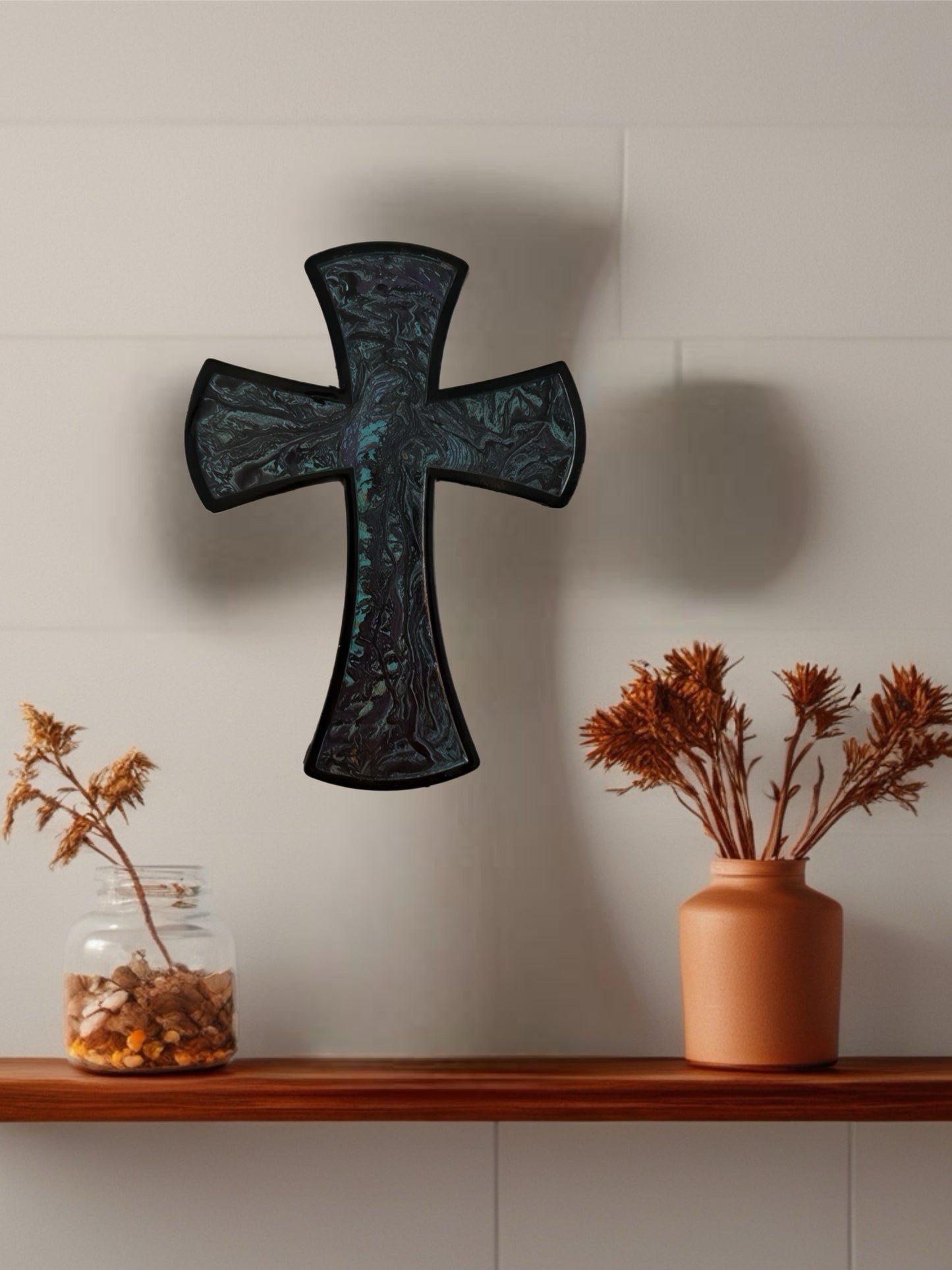 The Midnight Malachite Artisan 9-Inch Wall Cross