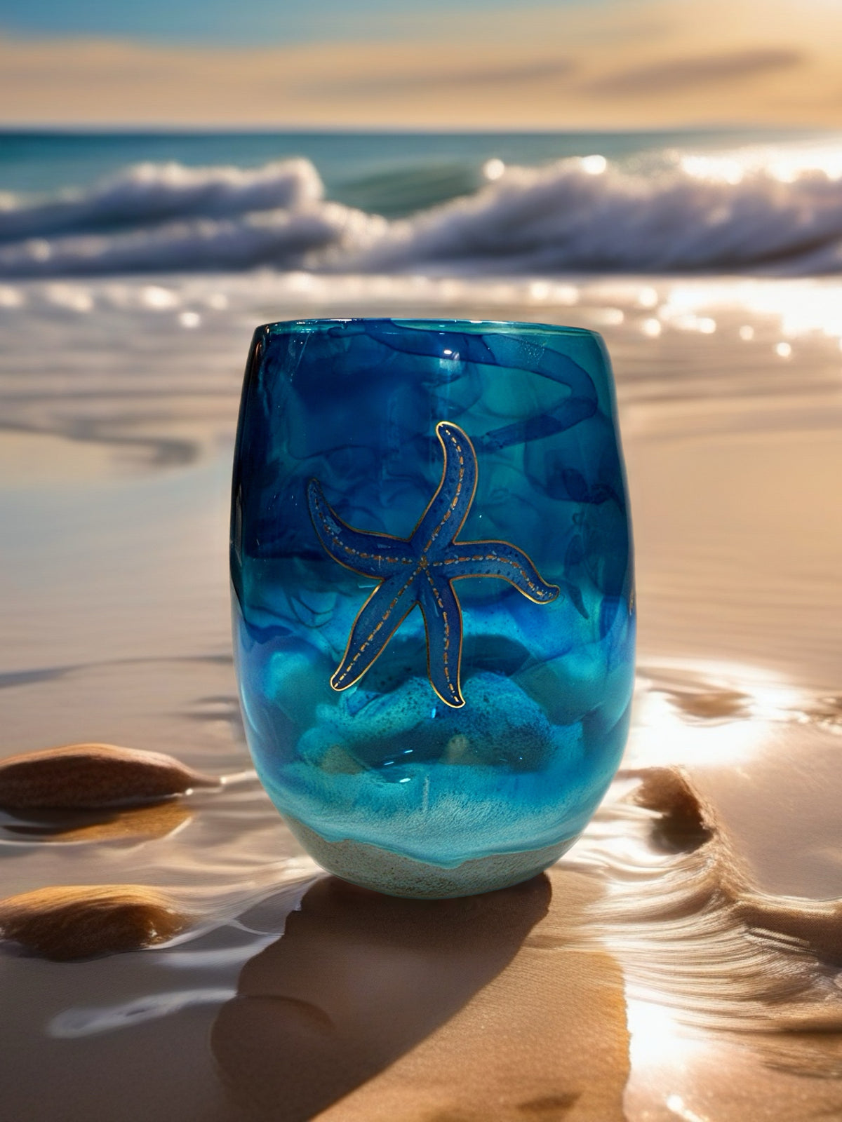 Seaside Serenity Stemless Wine Glass