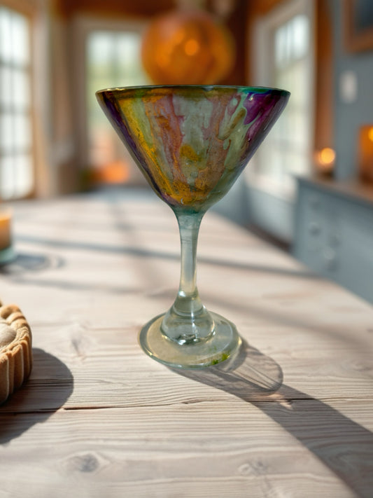 Hand‑Painted Prism Bloom Martini Glass