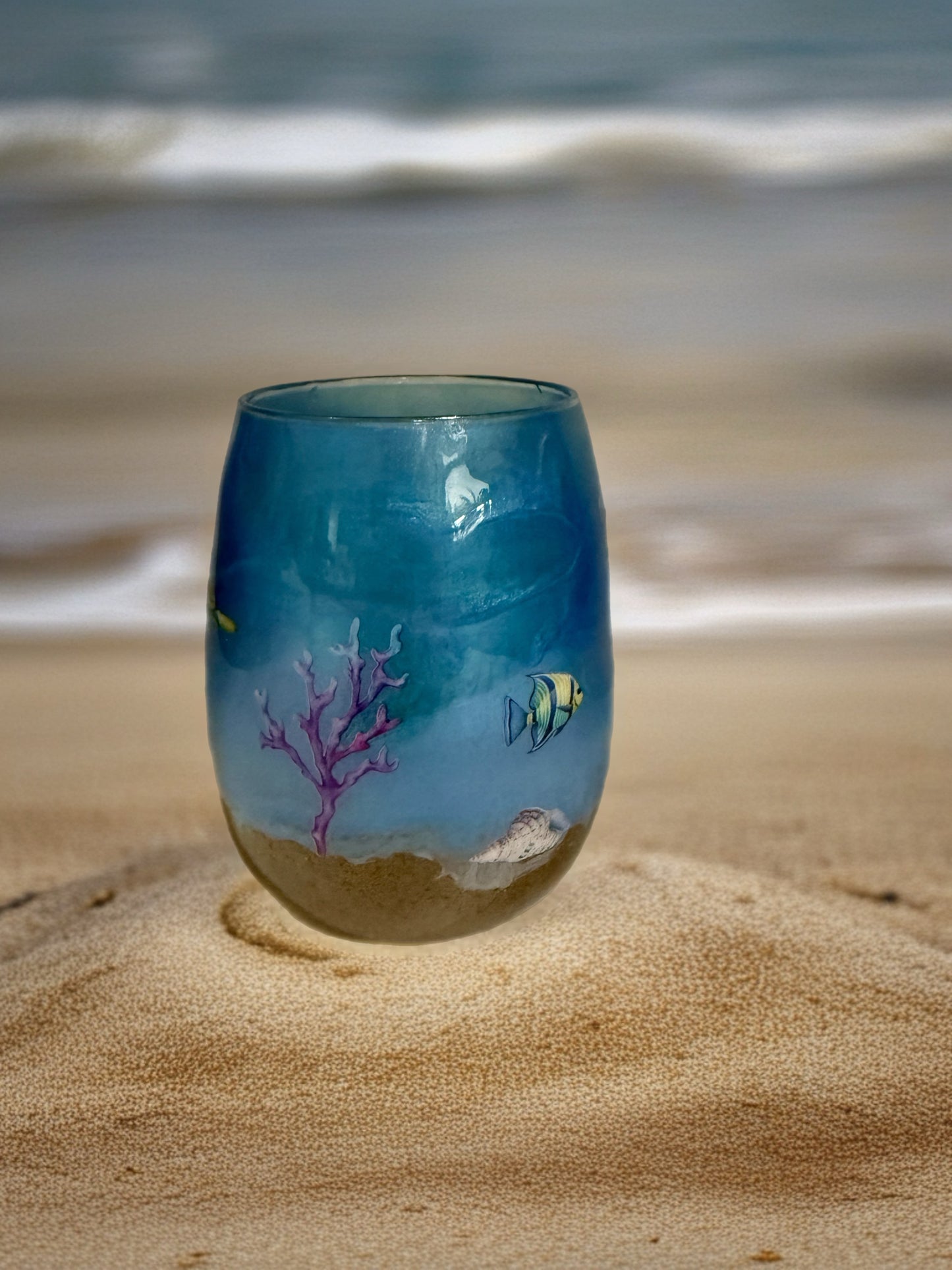 Under the Sea Stemless Wine Glass