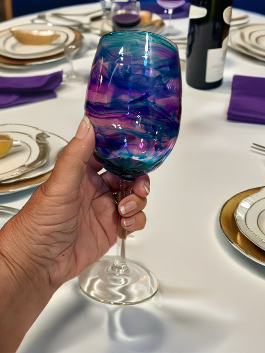 Cosmic Nebula Hand-Painted Wine Glass