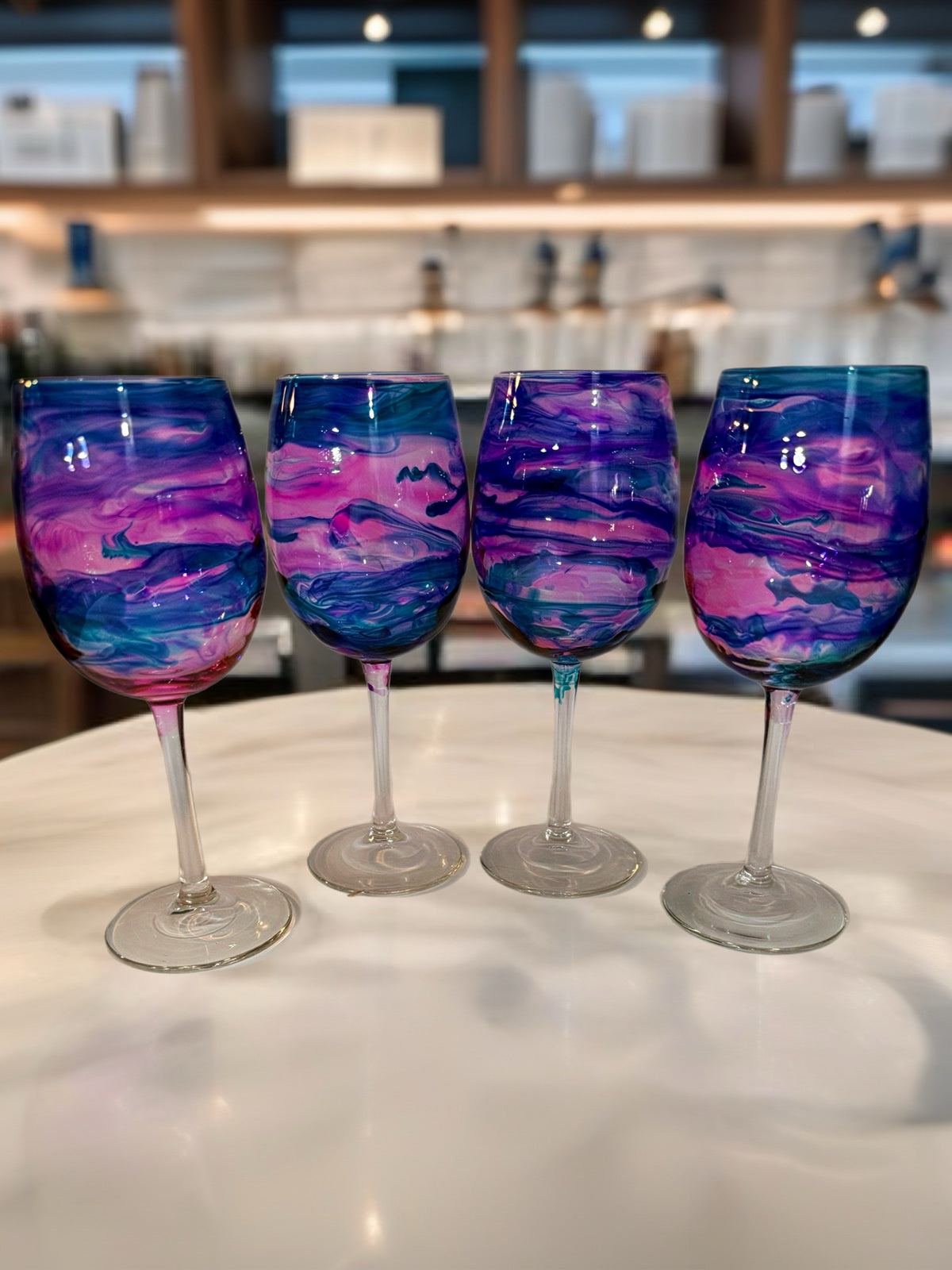 Cosmic Nebula Hand-Painted Wine Glass