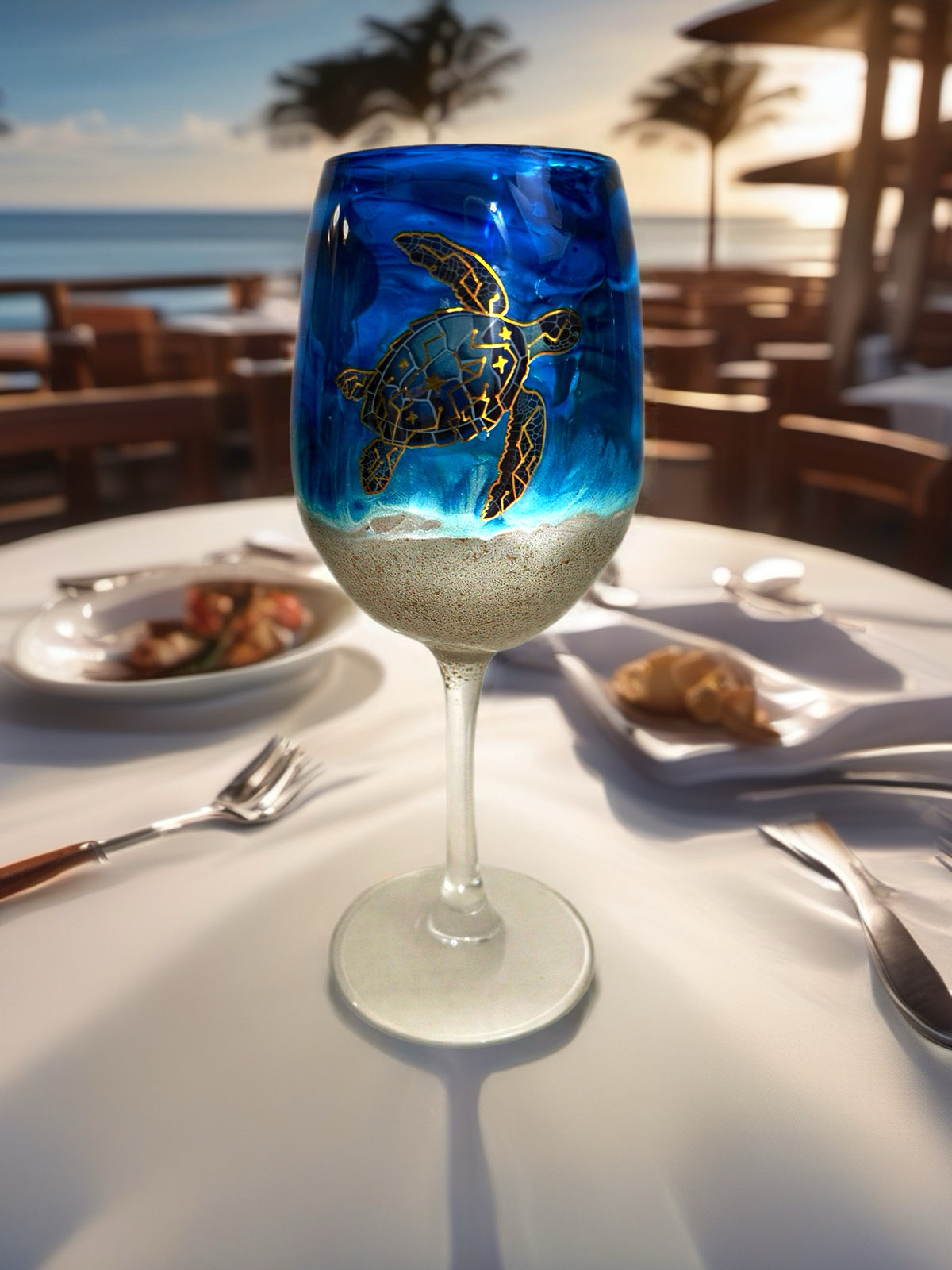 Nautical Haven Hand-Decorated Wine Glass