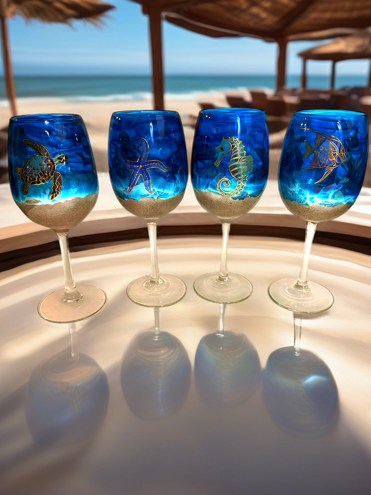 Nautical Haven Hand-Decorated Wine Glass
