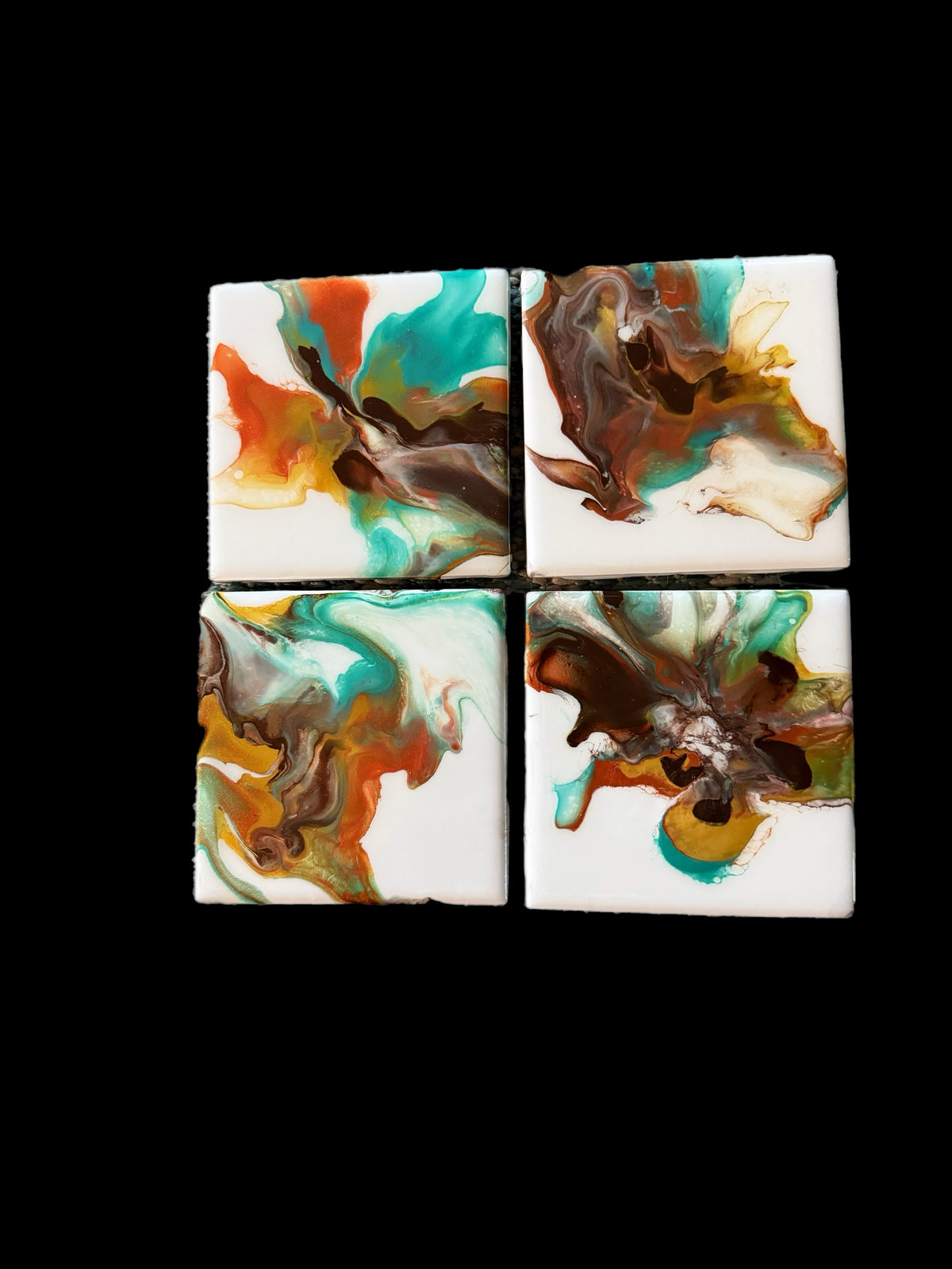 Earth & Sea Marble Swirl Artisan Glossy Coasters