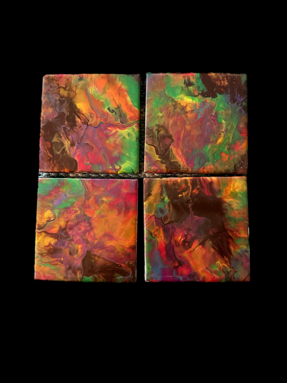 Autumn Nebula Hand-Painted Resin Coaster Set (Set of 4)