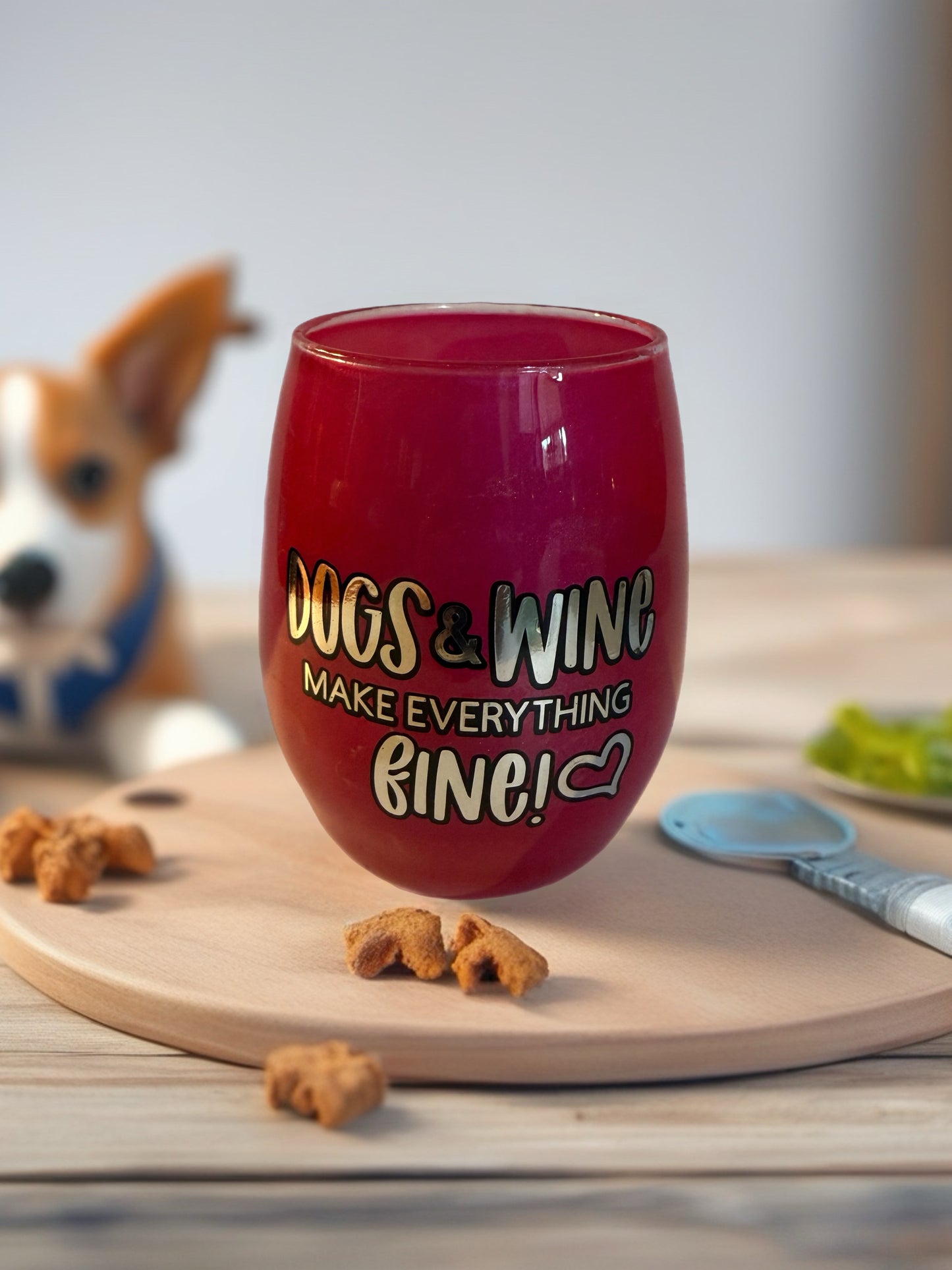 “Dogs & Wine” Pink Wine Glass