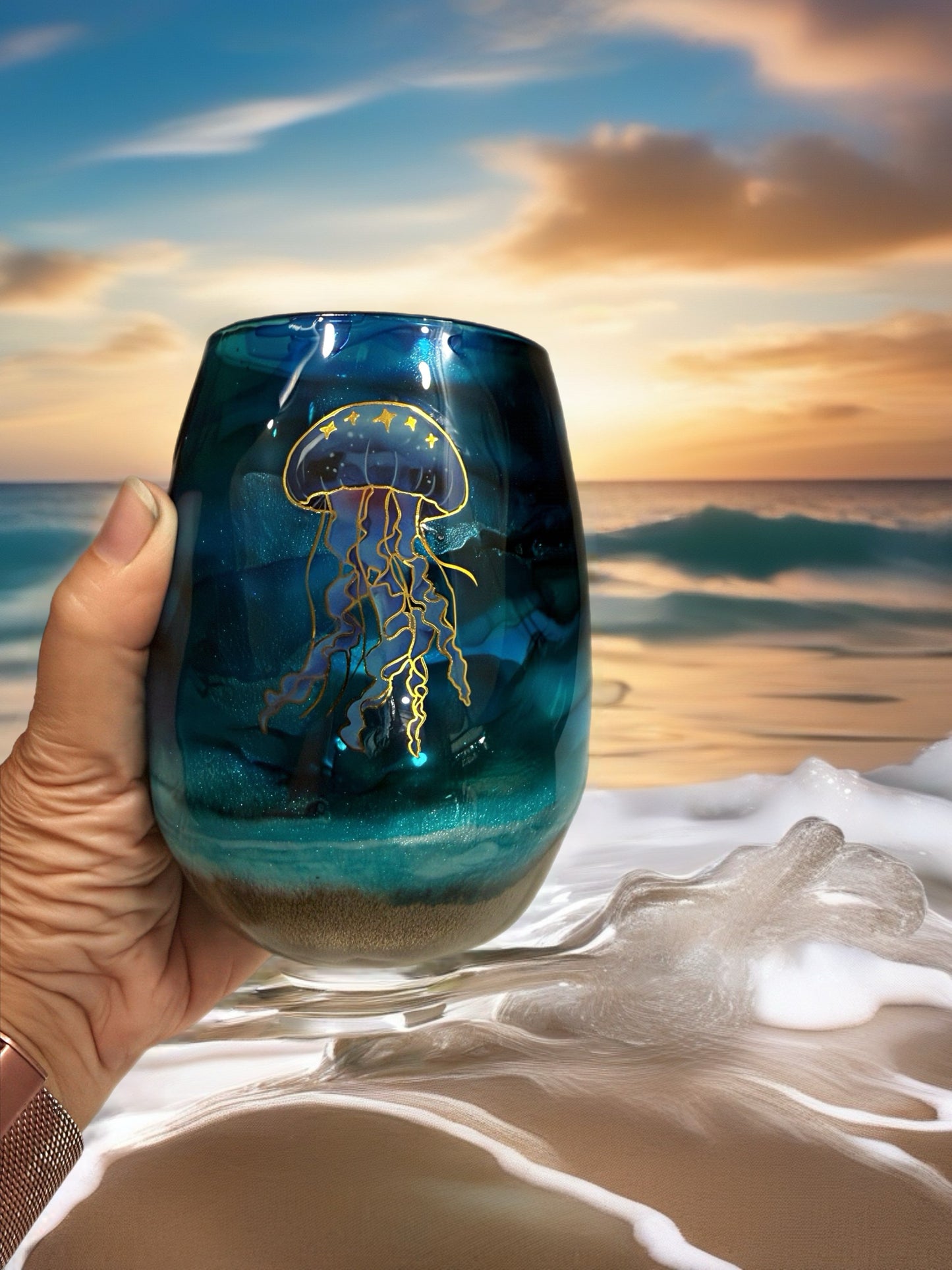 Ocean Glow Marine Wine Glass
